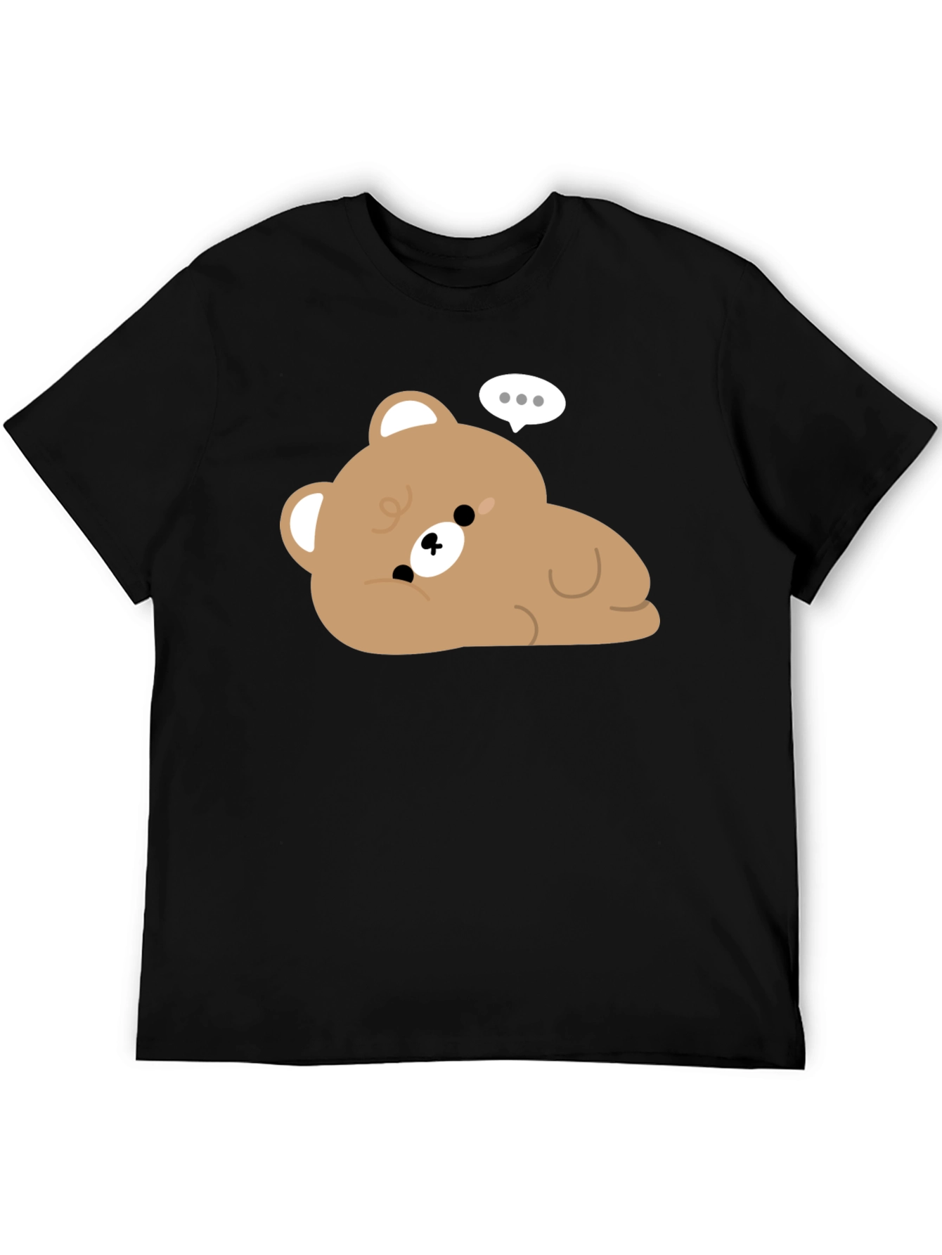 Cute Cartoon Bear Graphic Black T-Shirt