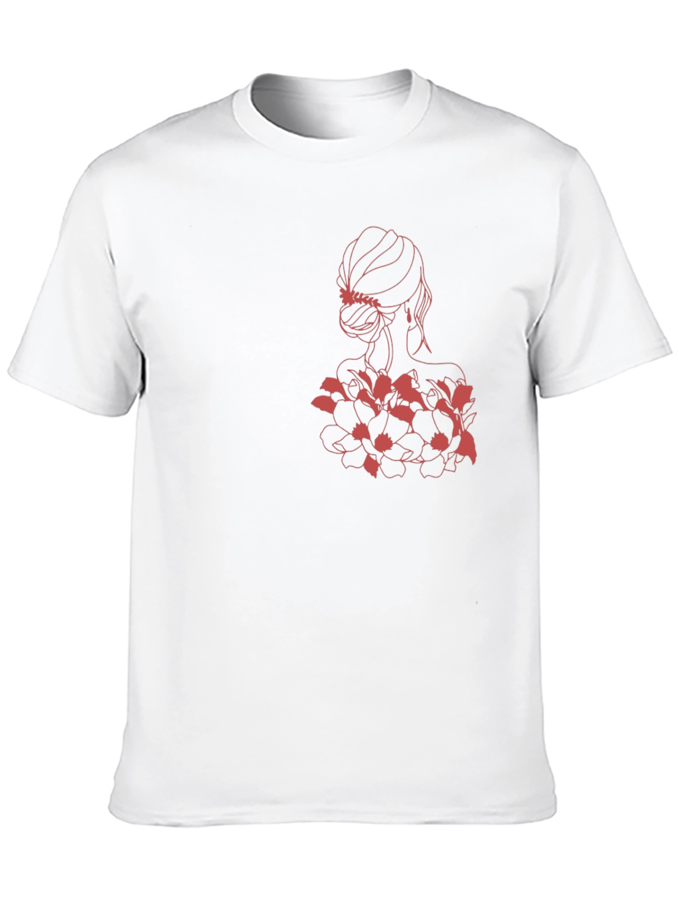 Elegant Woman & Floral Black Graphic Tee