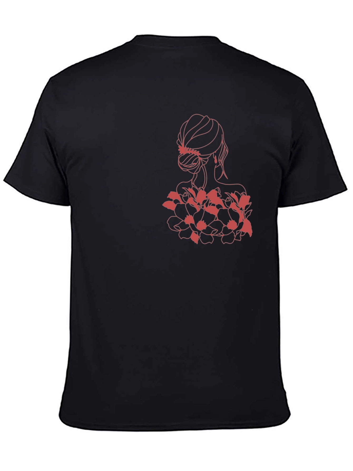 Elegant Woman & Floral Black Graphic Tee