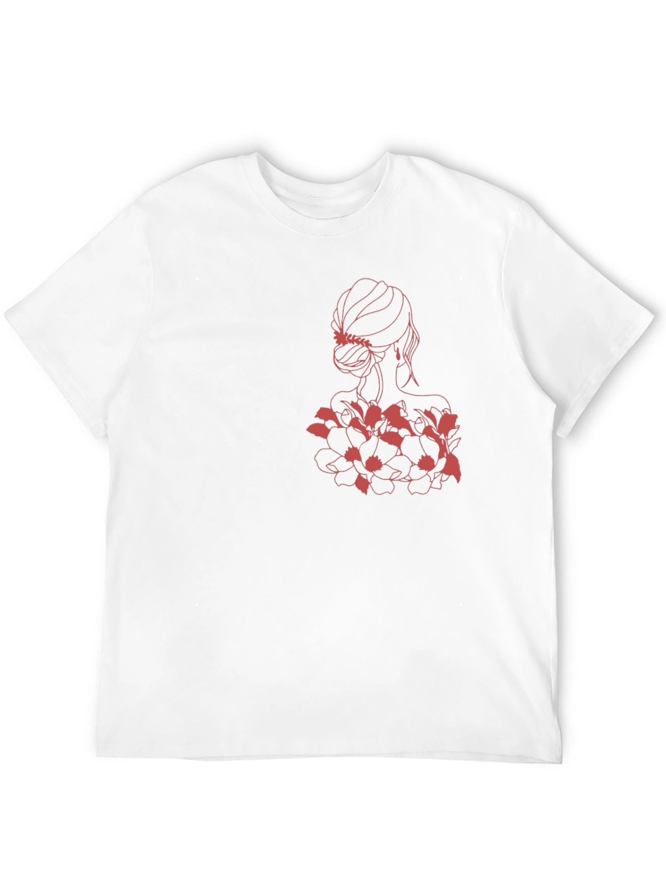 Elegant Woman & Floral Black Graphic Tee