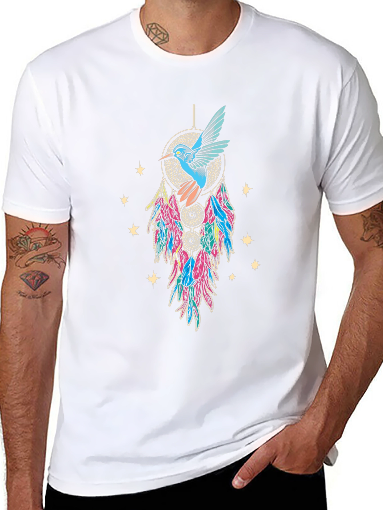 Hummingbird Dreamcatcher Graphic Tee - Black