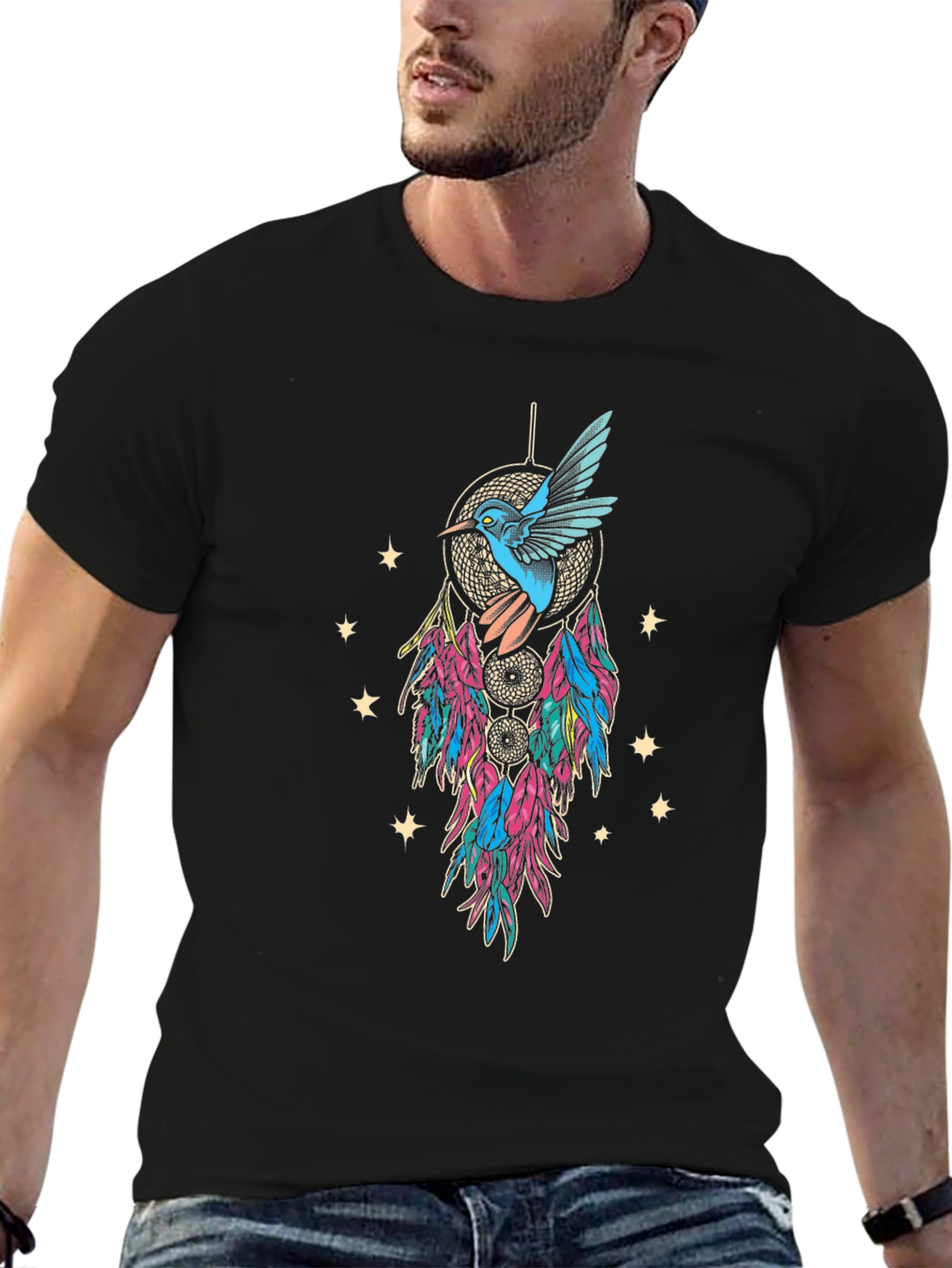 Hummingbird Dreamcatcher Graphic Tee - Black