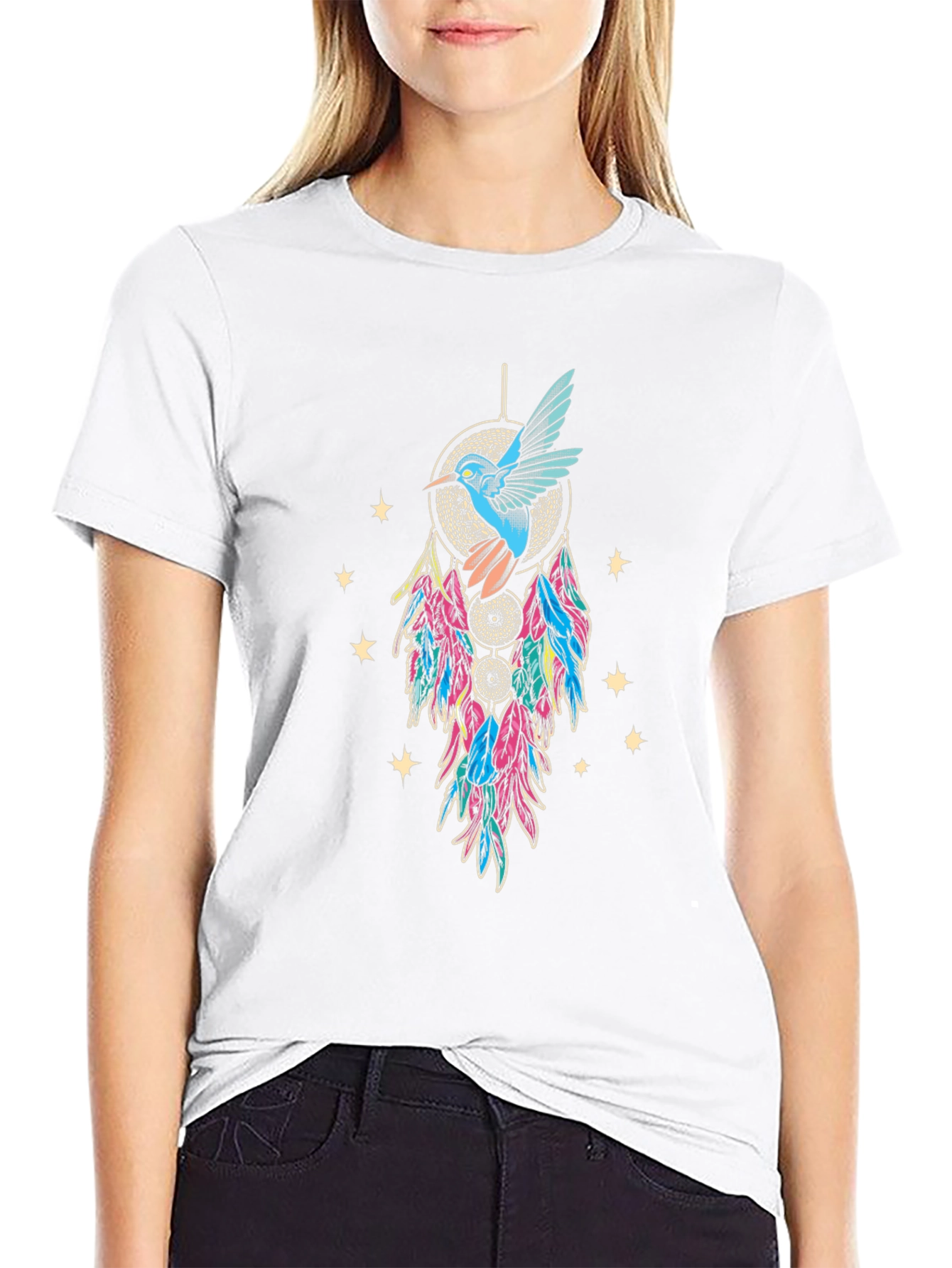 Hummingbird Dreamcatcher Graphic Tee - Black