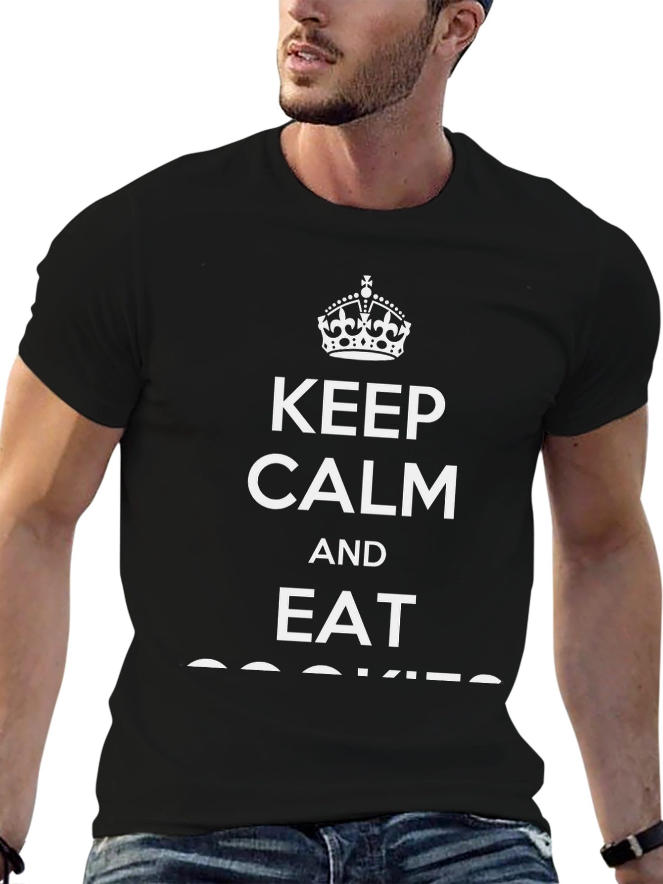 Keep Calm Eat Cookies Black T-Shirt