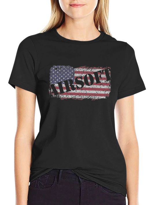 Airsoft American Flag Black T-Shirt