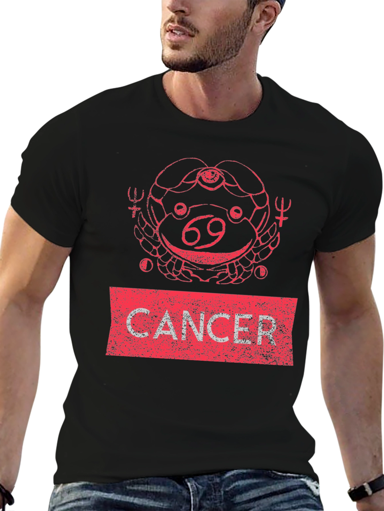 Cancer Zodiac T-Shirt - Red Graphic Design