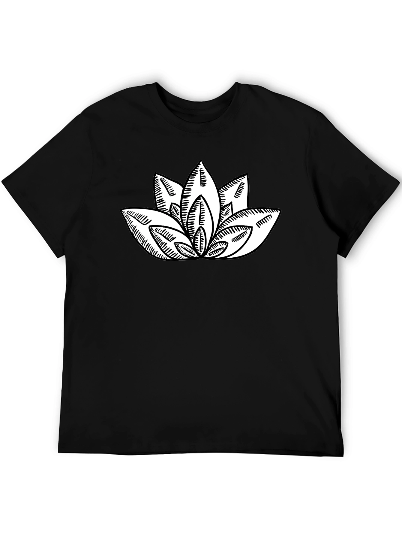 Lotus Flower Graphic Print Black T-Shirt
