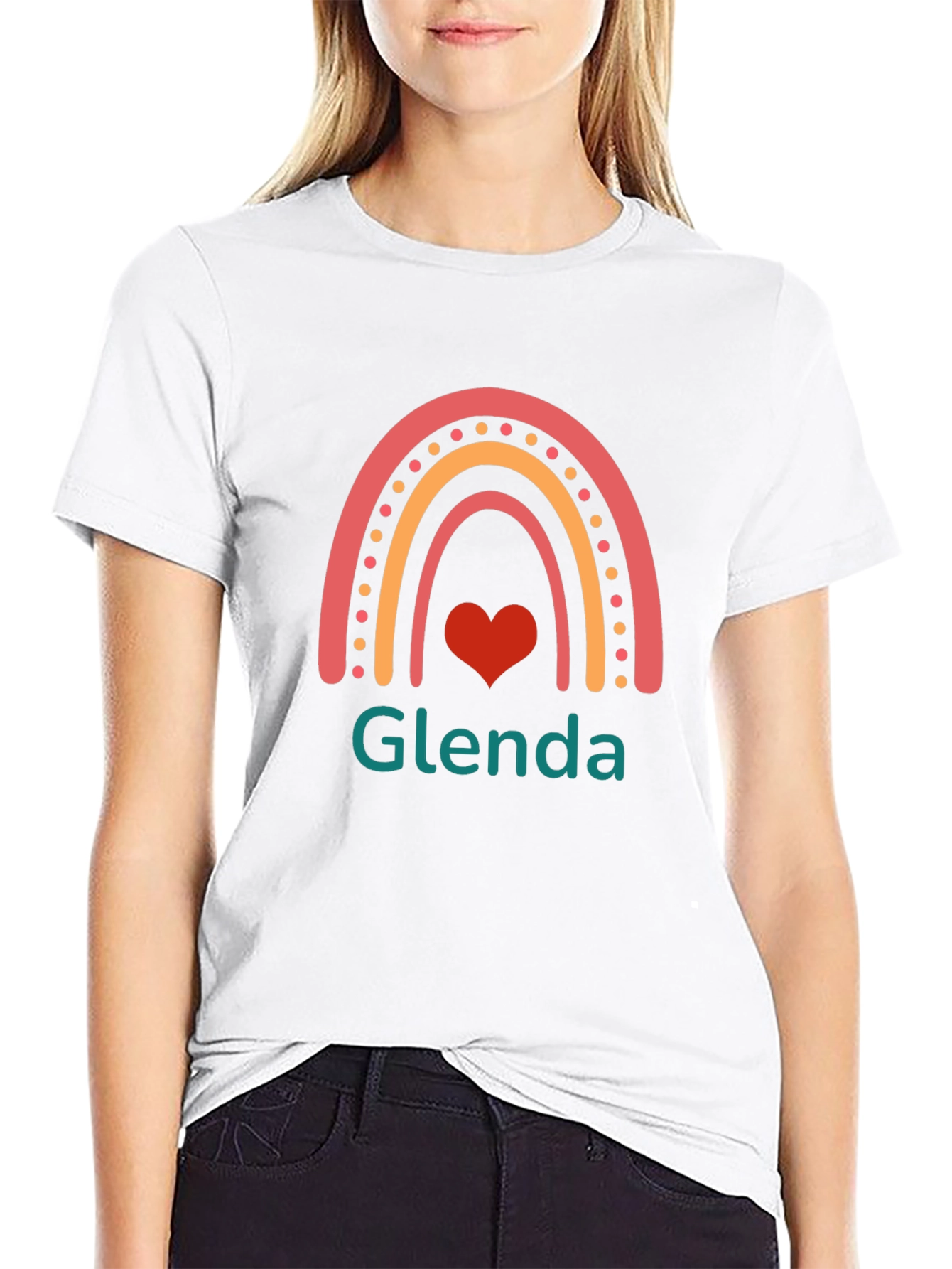 Glenda Rainbow Heart Graphic T-Shirt