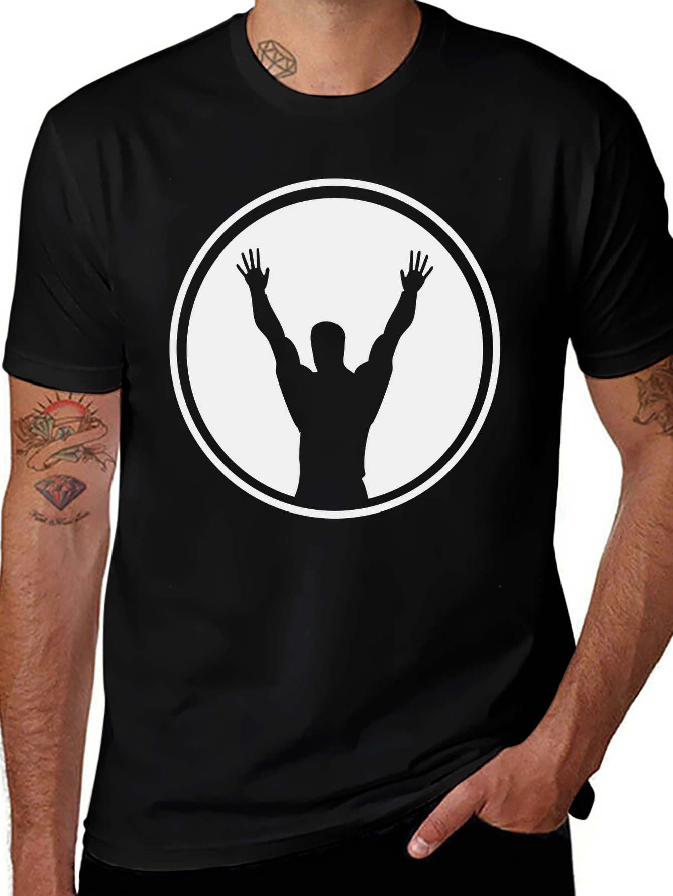 Black T-Shirt with Silhouette Graphic