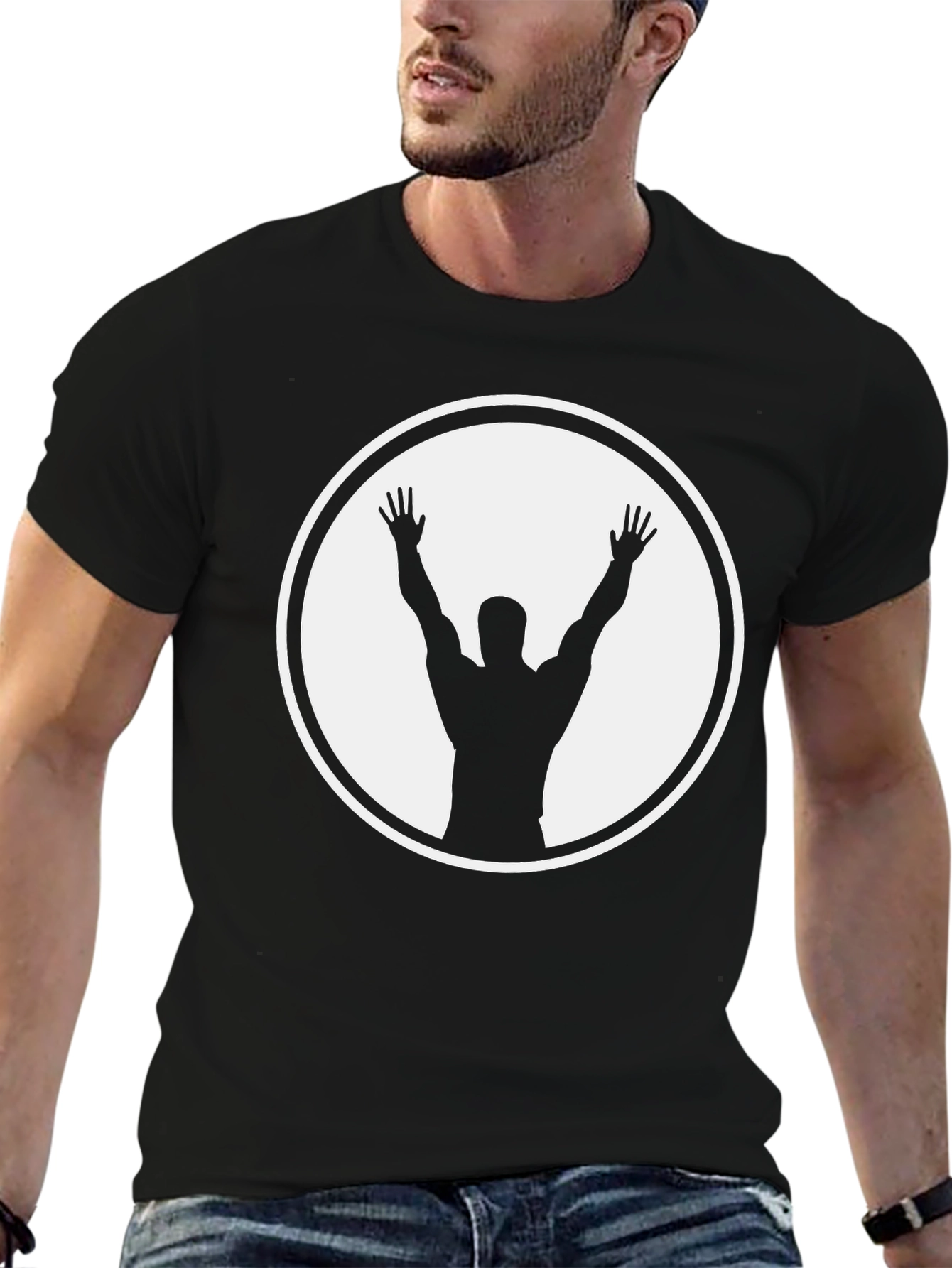Black T-Shirt with Silhouette Graphic