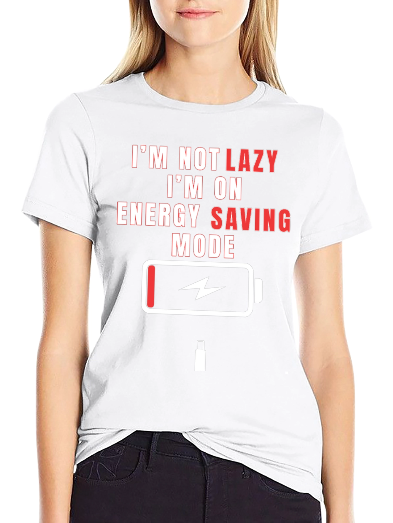 Lazy Mode Energy Saving Funny Black T-Shirt