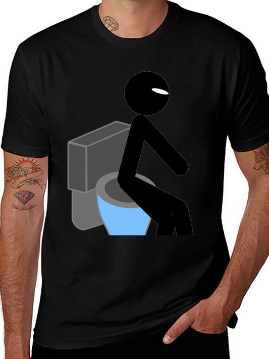 Toilet Humor Graphic Tee - Funny Stick Figure Shirt