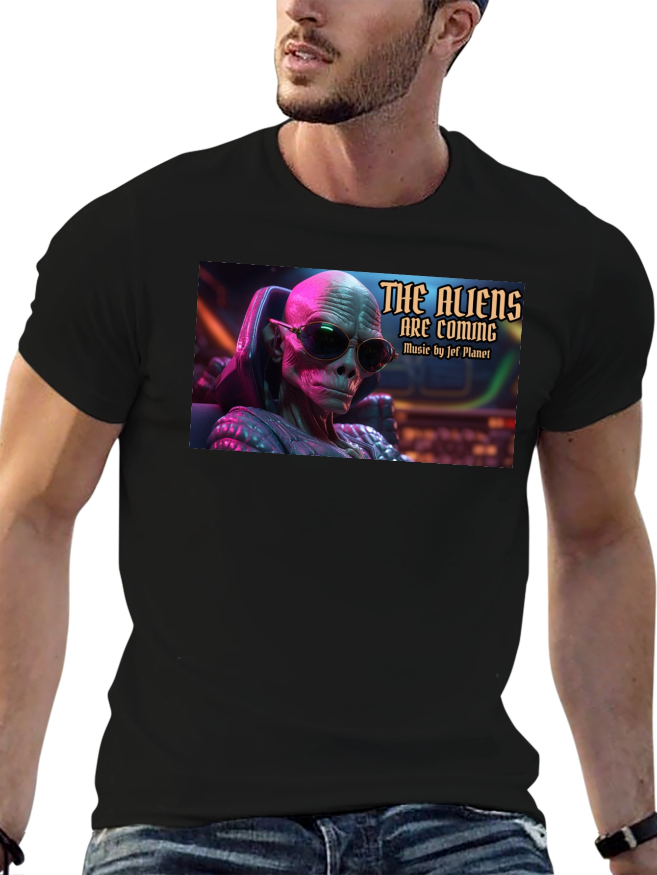 The Aliens Are Coming Black T-Shirt