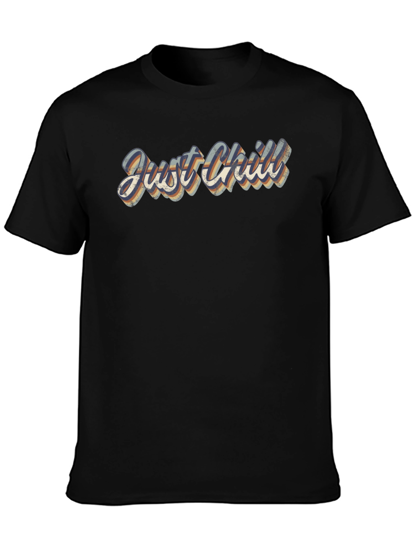 Just Chill Retro Graphic Tee - Classic Black T-Shirt