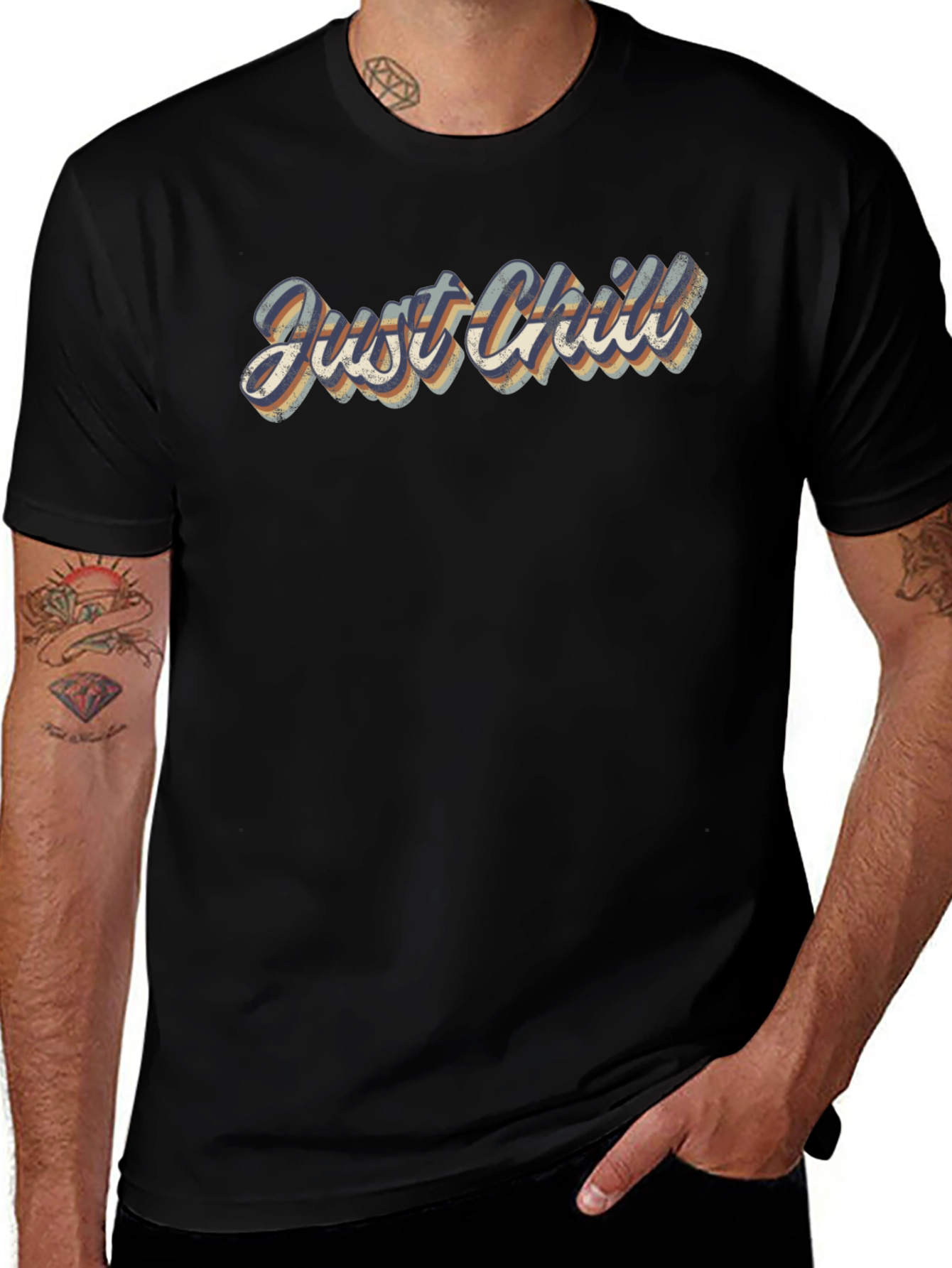 Just Chill Retro Graphic Tee - Classic Black T-Shirt
