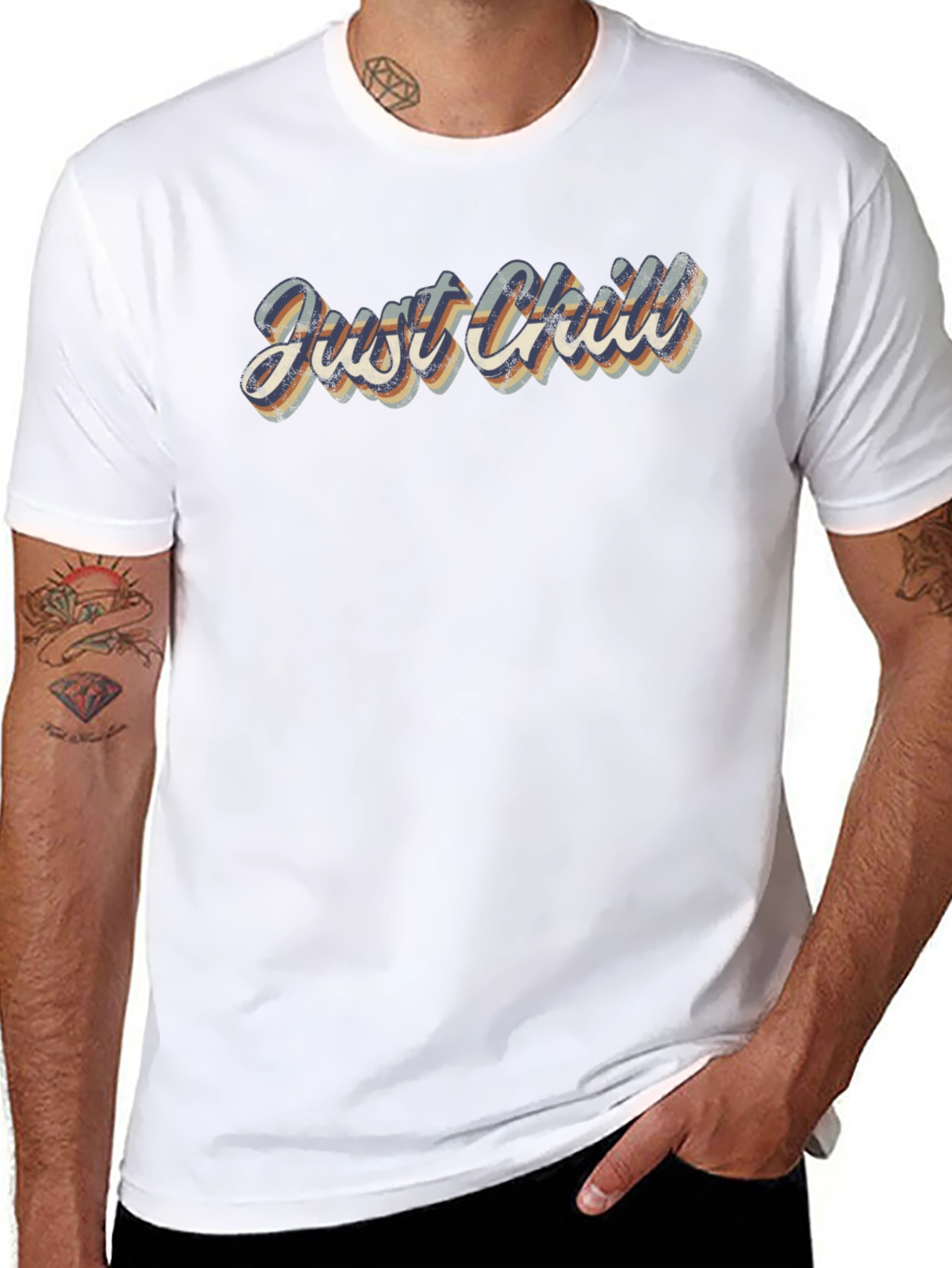 Just Chill Retro Graphic Tee - Classic Black T-Shirt
