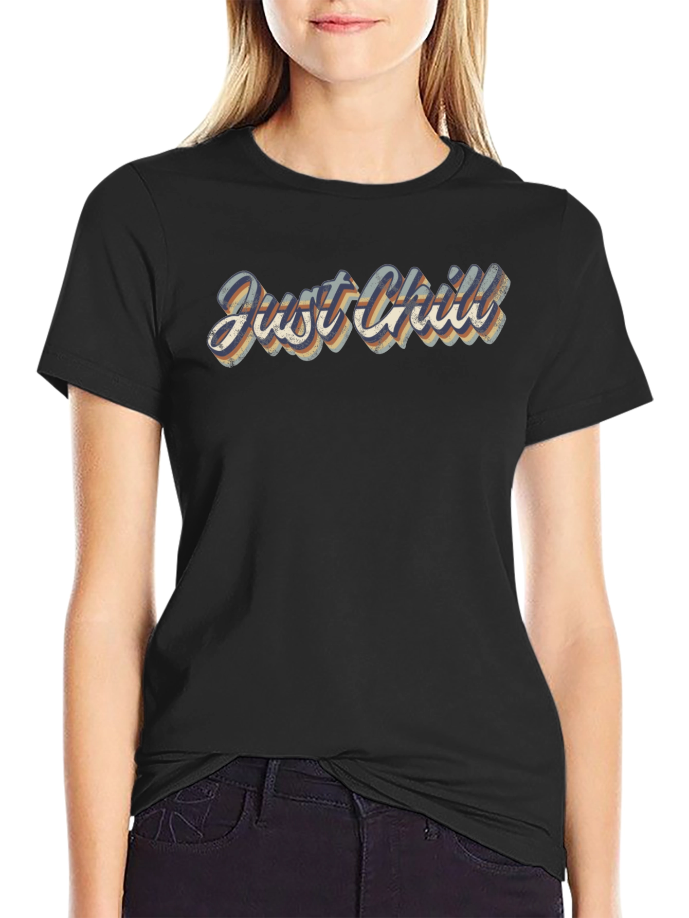 Just Chill Retro Graphic Tee - Classic Black T-Shirt