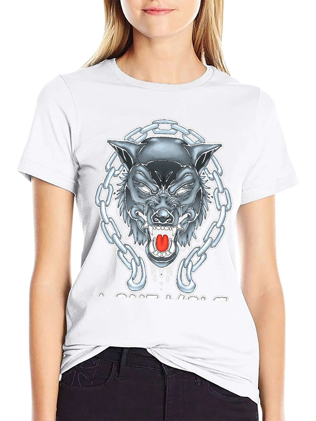 Wolf Chain Graphic T-Shirt - Mens Black Tee