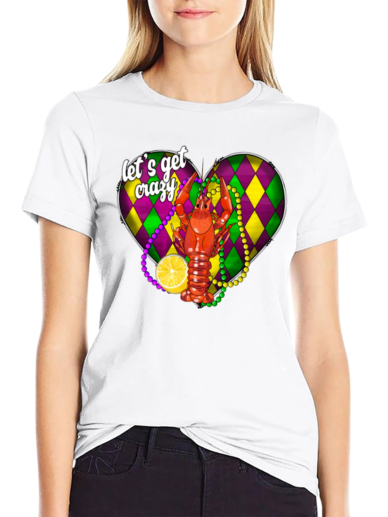 Lets Get Crazy T-Shirt: Mardi Gras Crawfish Design