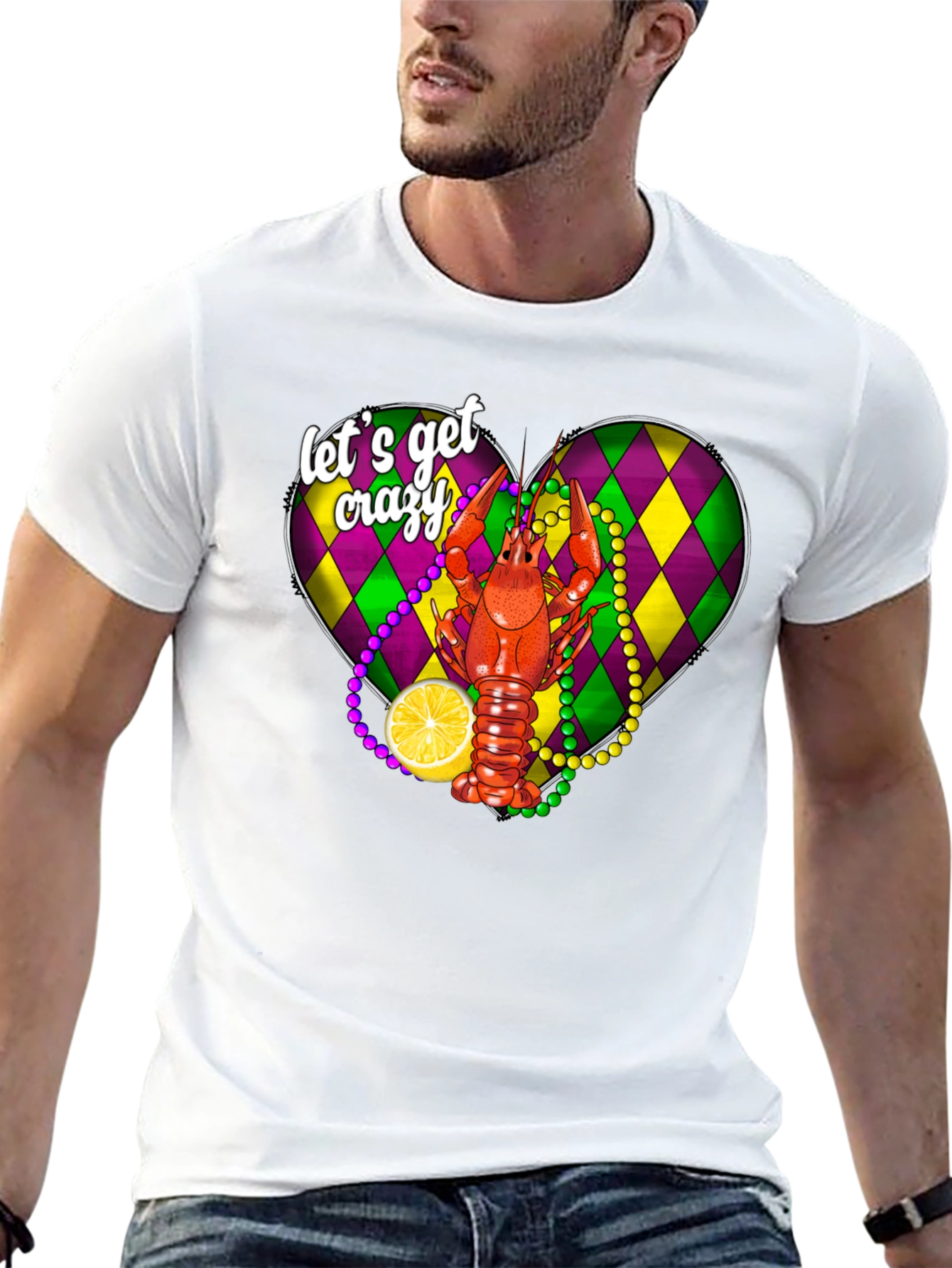 Lets Get Crazy T-Shirt: Mardi Gras Crawfish Design