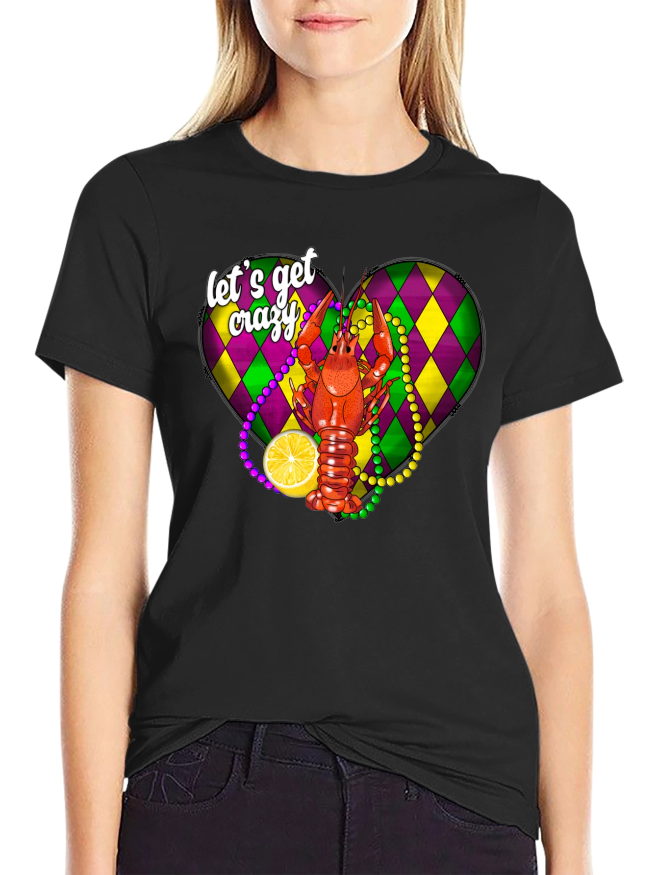 Lets Get Crazy T-Shirt: Mardi Gras Crawfish Design