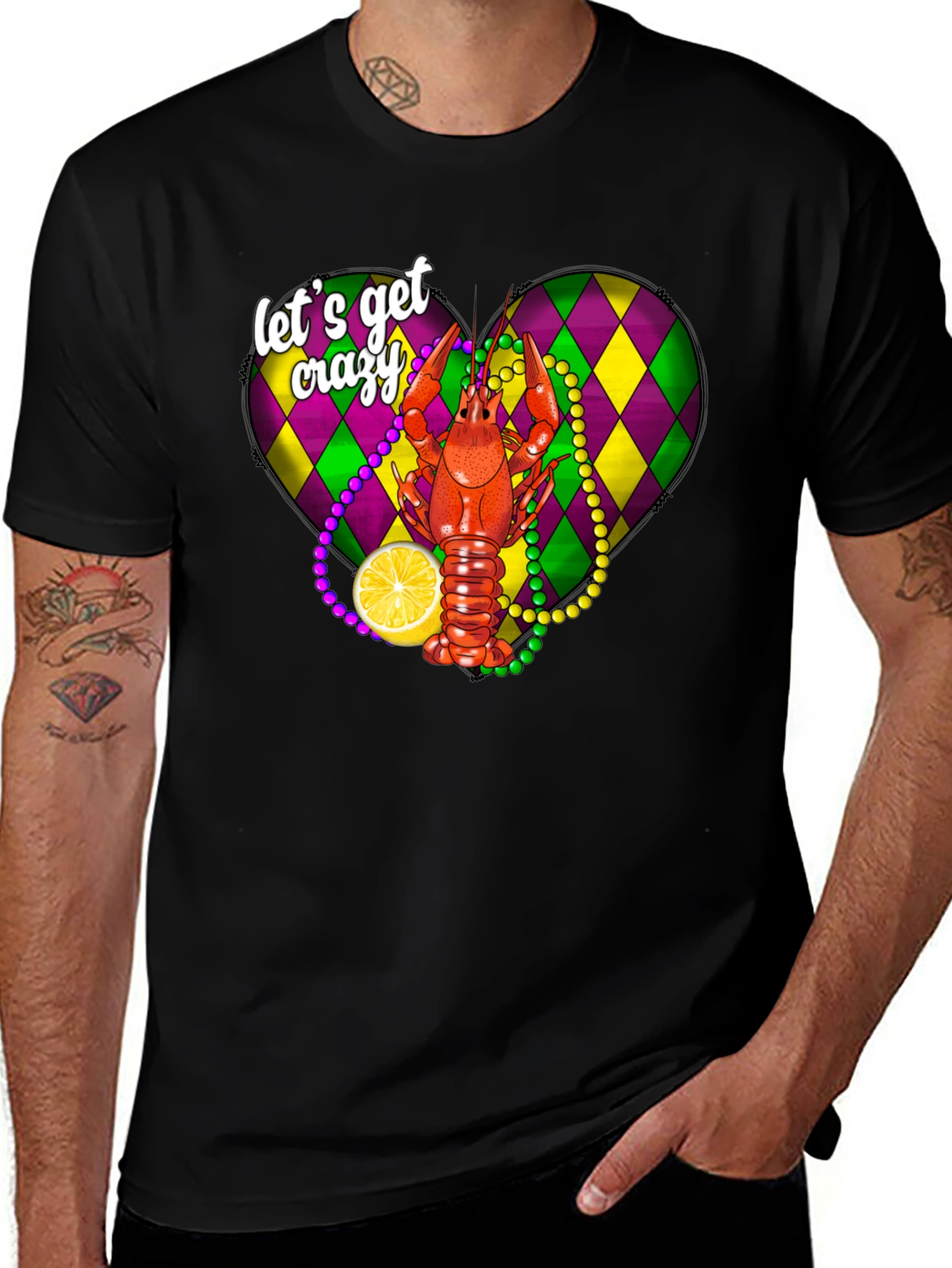 Lets Get Crazy T-Shirt: Mardi Gras Crawfish Design