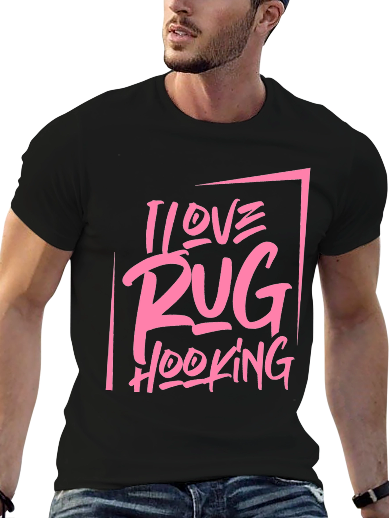 I Love Rug Hooking Graphic Tee - Black