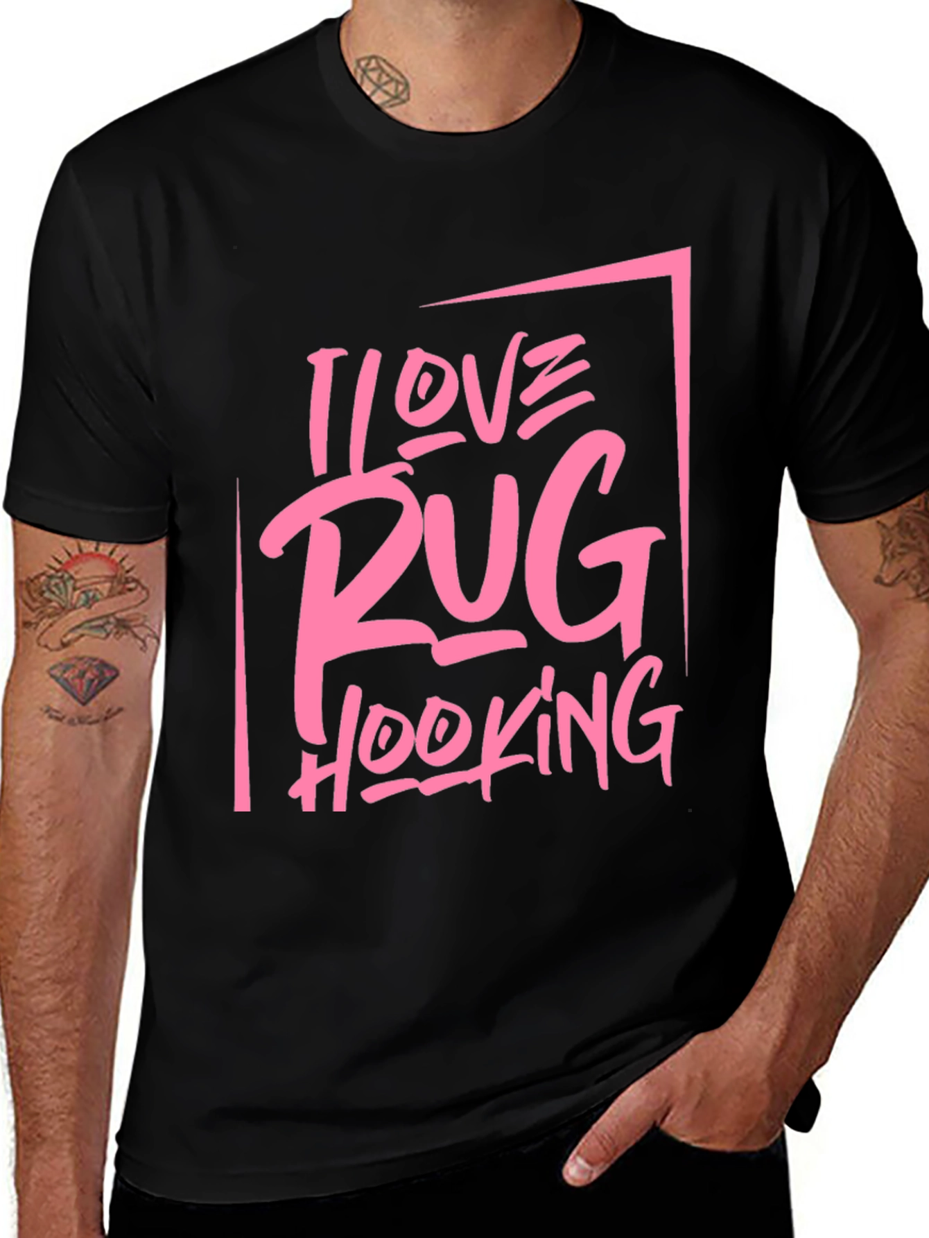 I Love Rug Hooking Graphic Tee - Black