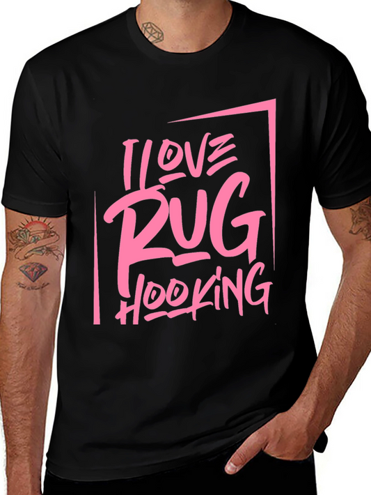 I Love Rug Hooking Graphic Tee - Black