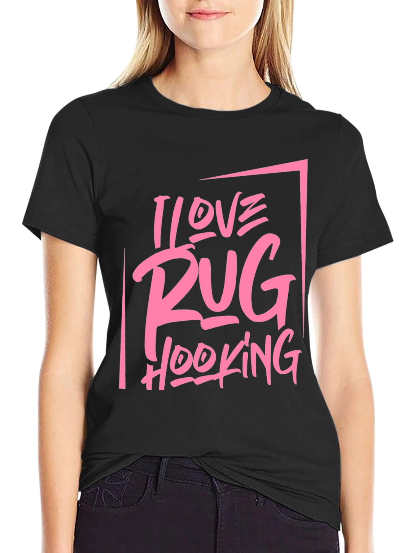 I Love Rug Hooking Graphic Tee - Black