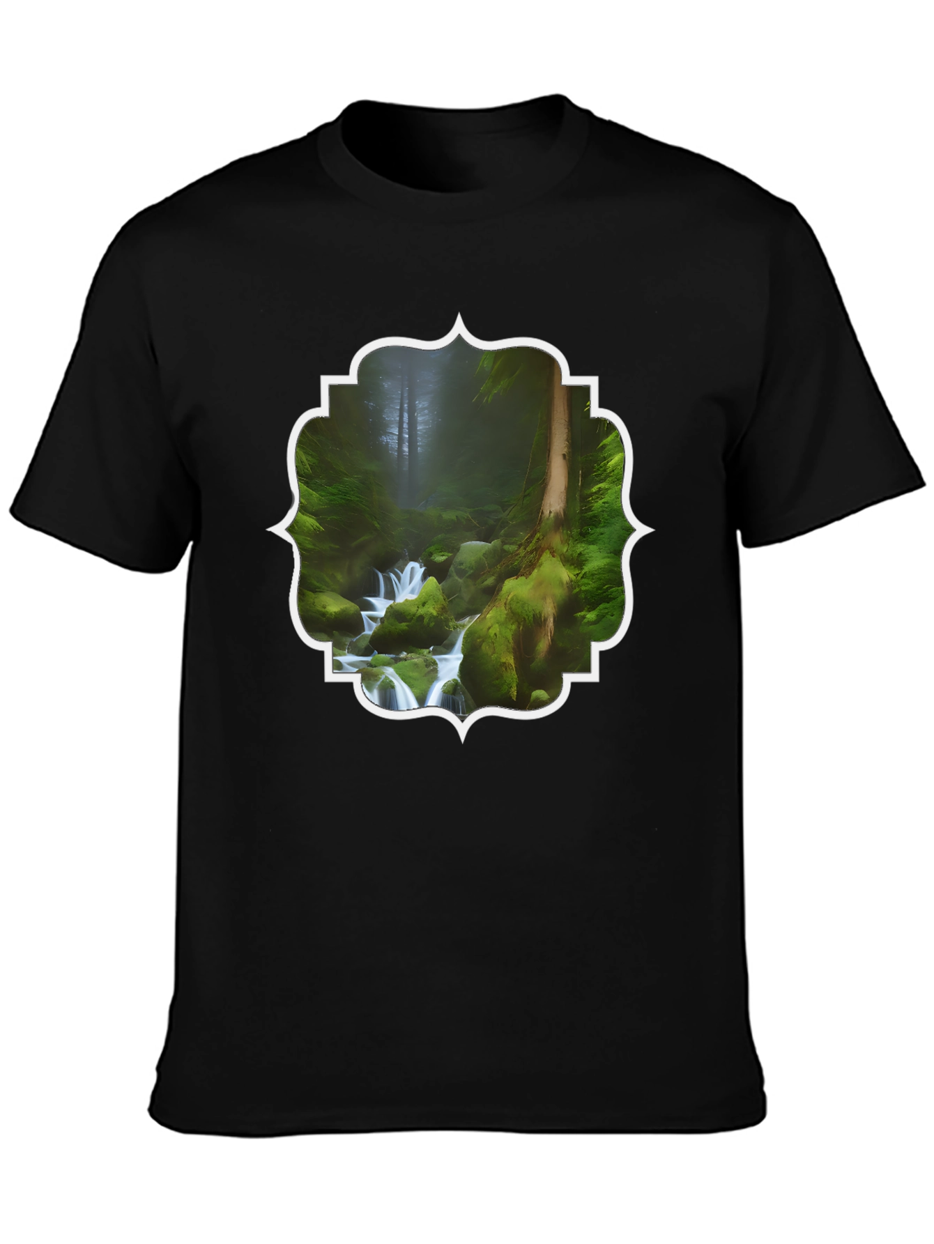 Nature Stream Graphic Tee - Black Cotton Blend