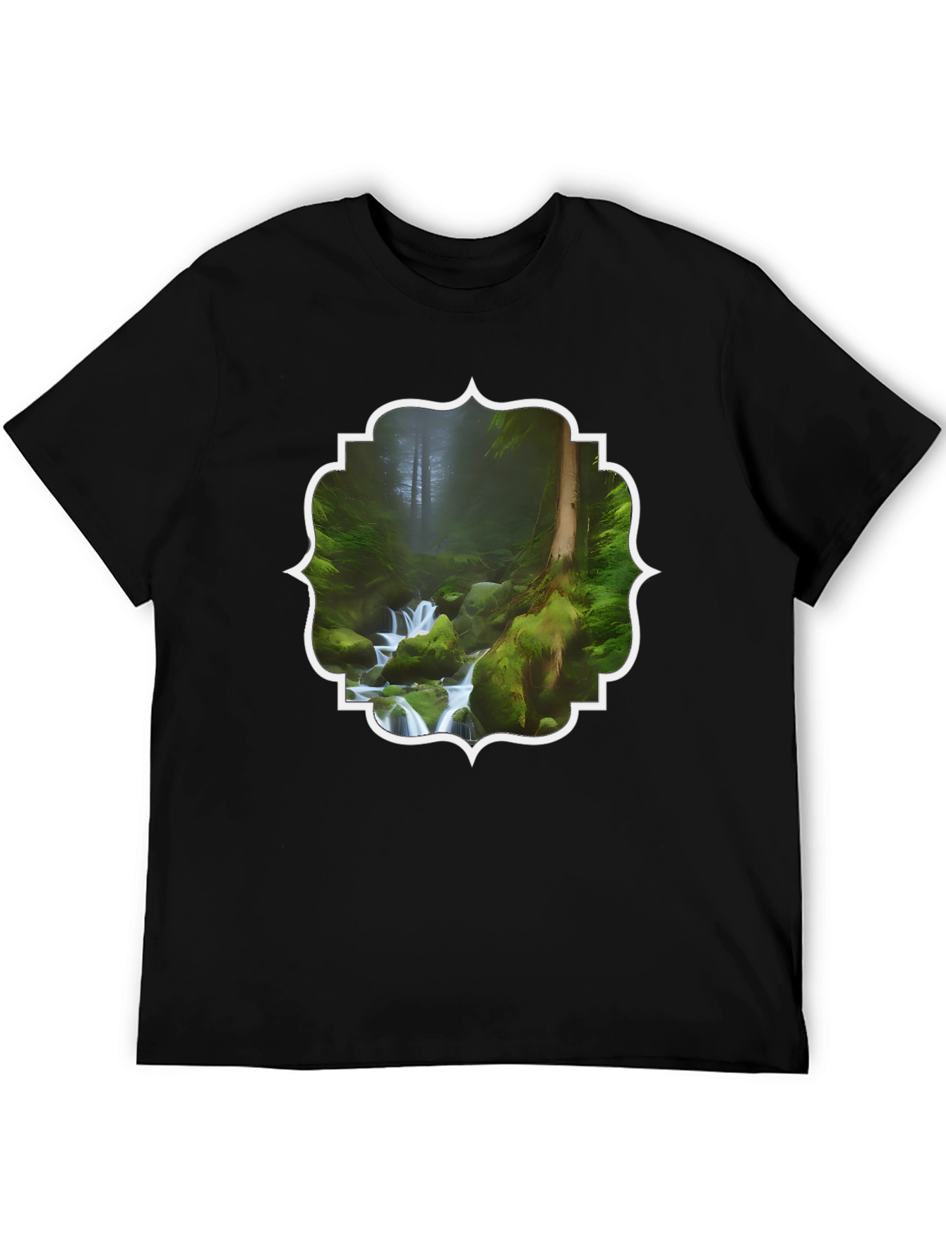 Nature Stream Graphic Tee - Black Cotton Blend