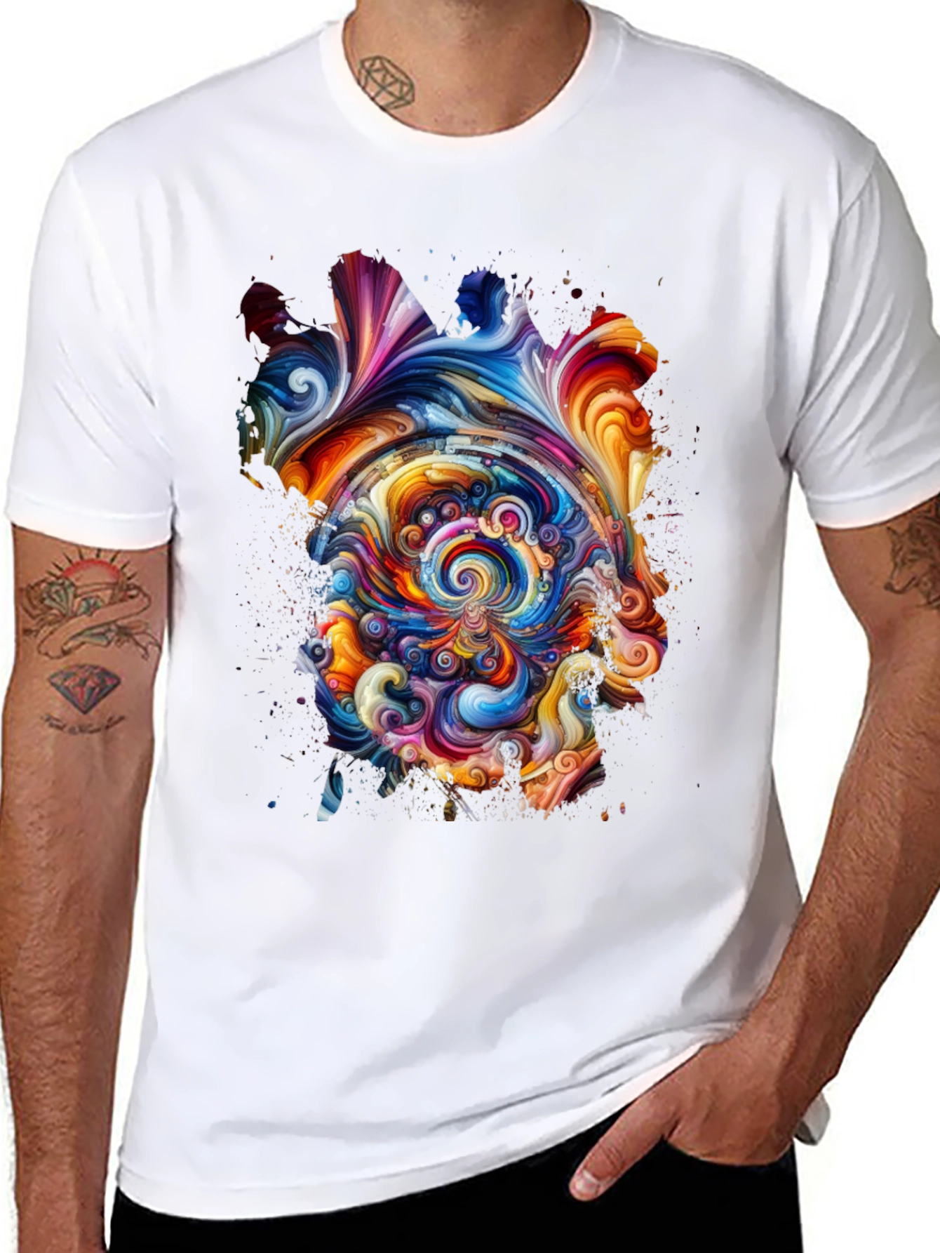Abstract Swirl Graphic Tee - Vivid Art Print