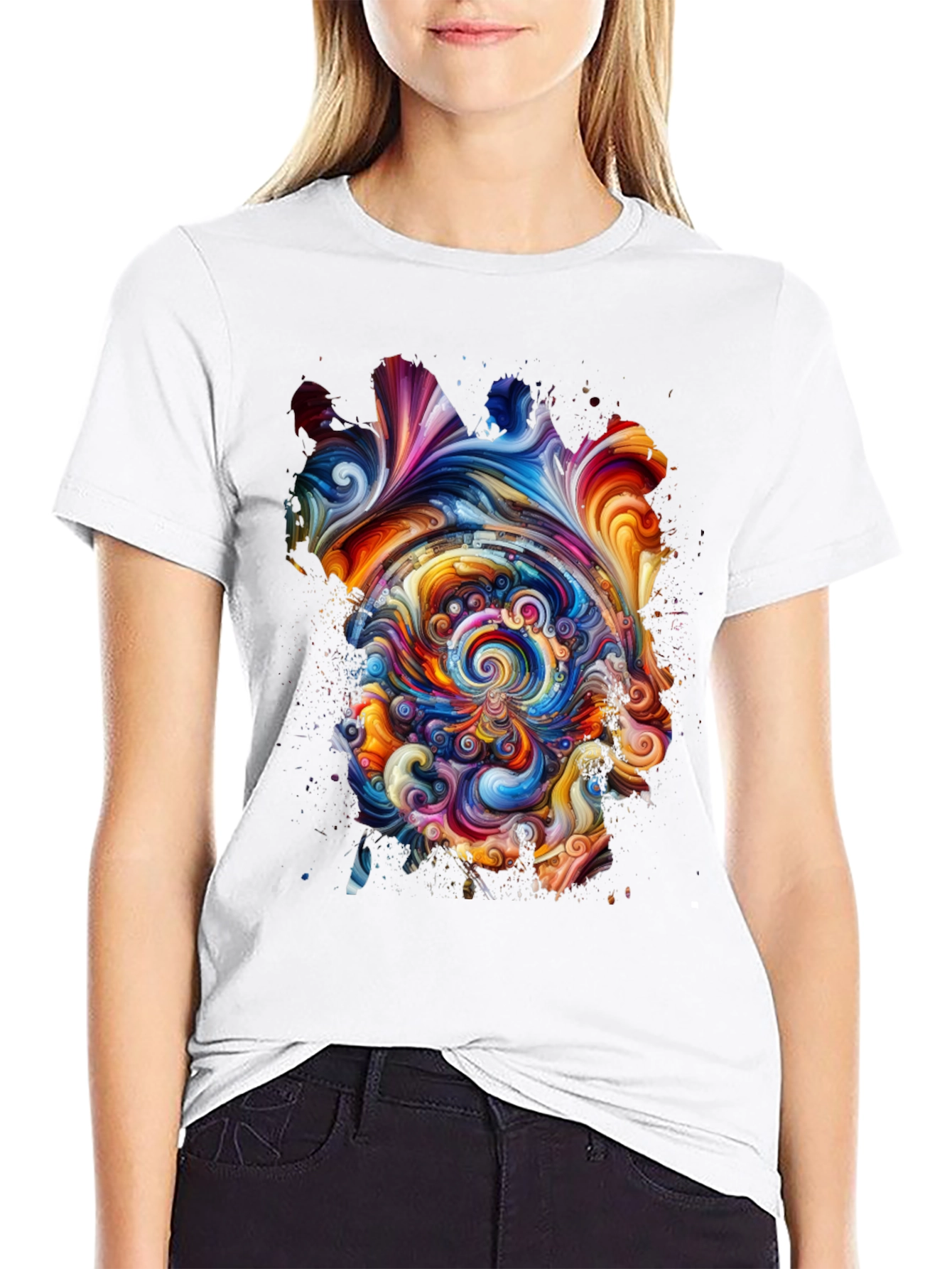 Abstract Swirl Graphic Tee - Vivid Art Print