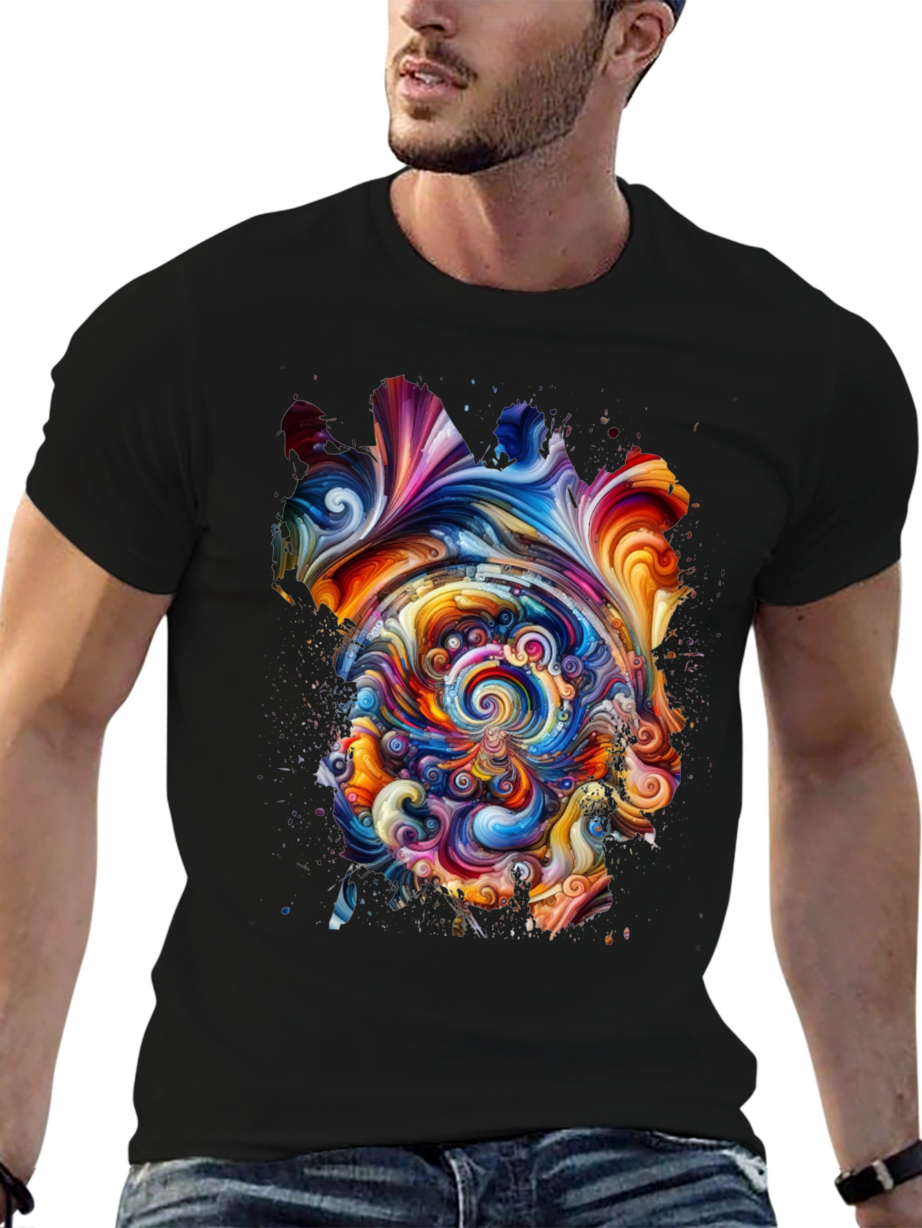 Abstract Swirl Graphic Tee - Vivid Art Print
