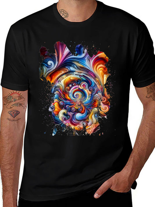 Abstract Swirl Graphic Tee - Vivid Art Print