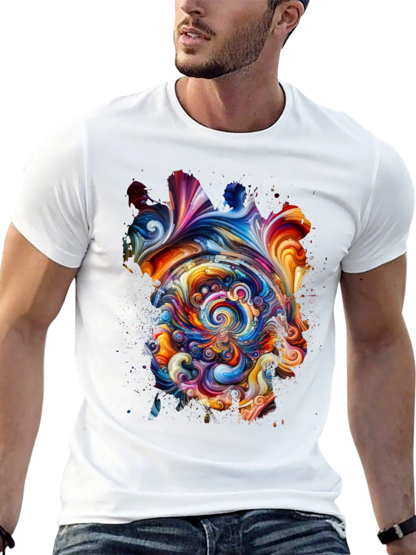 Abstract Swirl Graphic Tee - Vivid Art Print