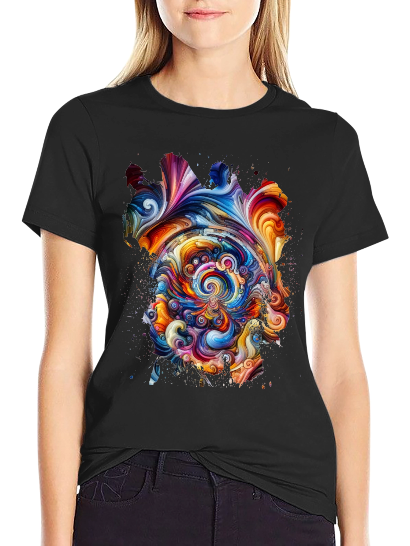 Abstract Swirl Graphic Tee - Vivid Art Print