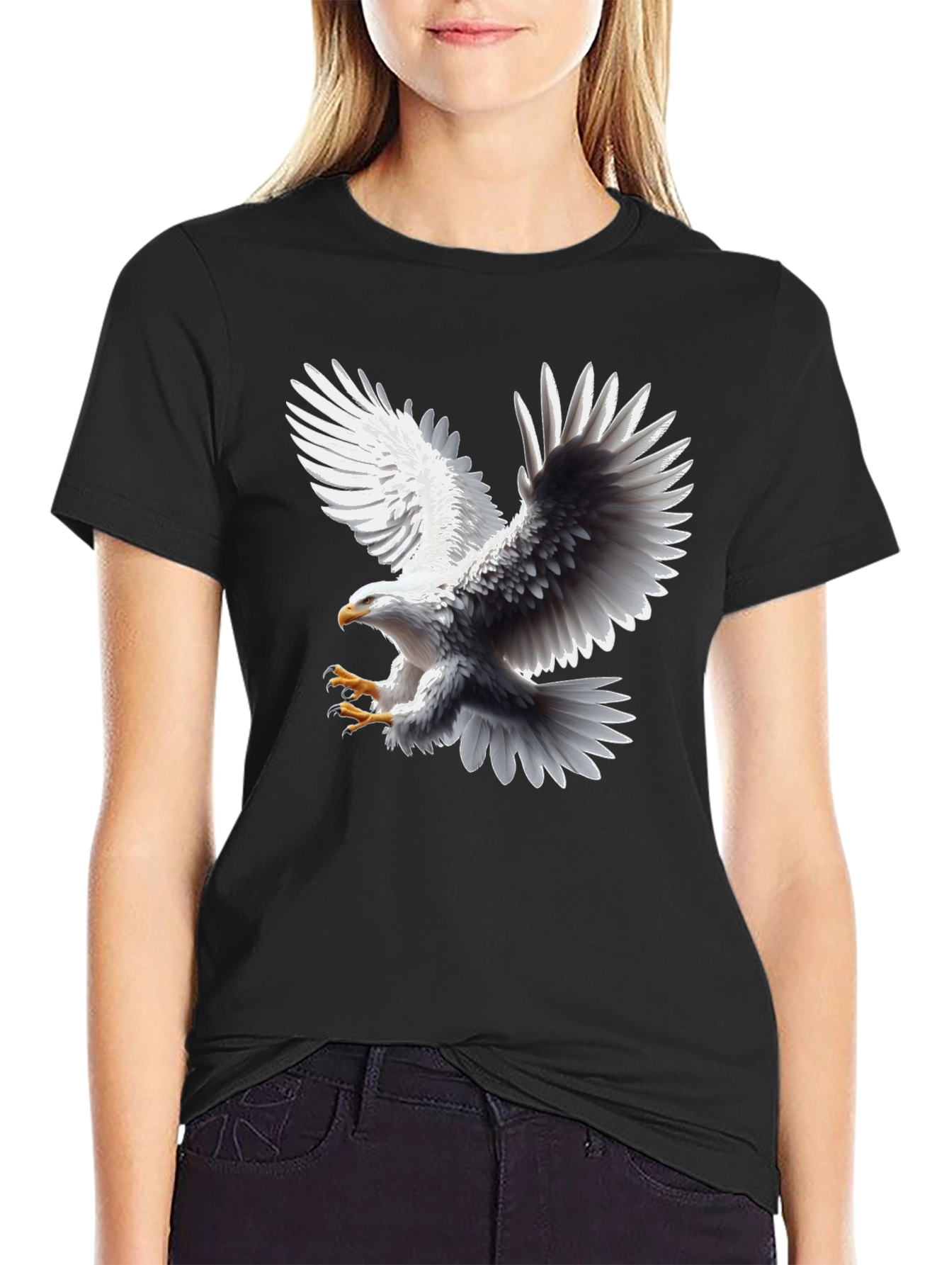 Bold Eagle Graphic Tee - Black Cotton Blend