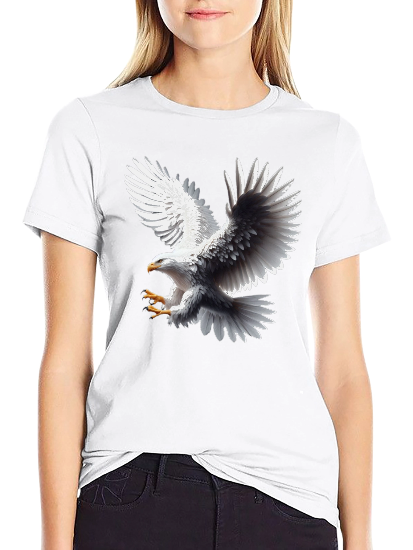 Bold Eagle Graphic Tee - Black Cotton Blend