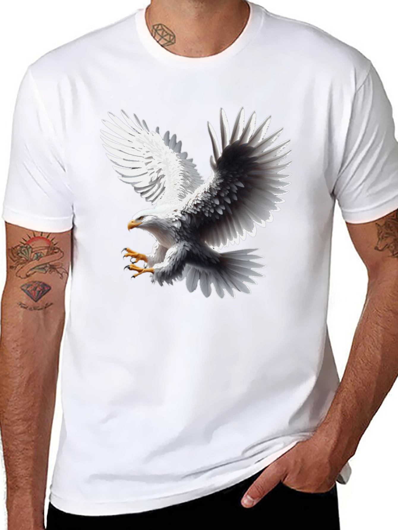 Bold Eagle Graphic Tee - Black Cotton Blend