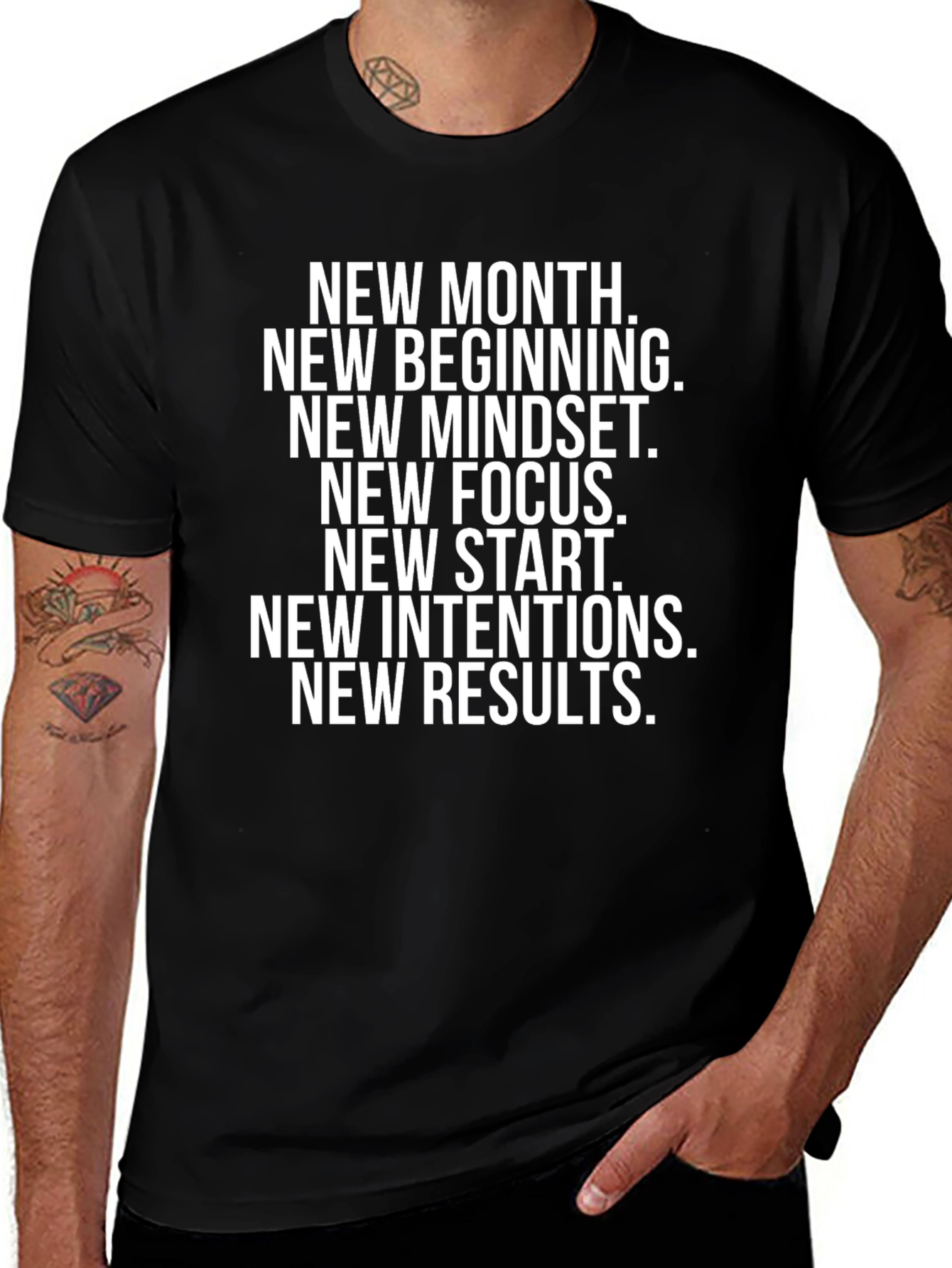 Motivational Black T-Shirt: New Month New You