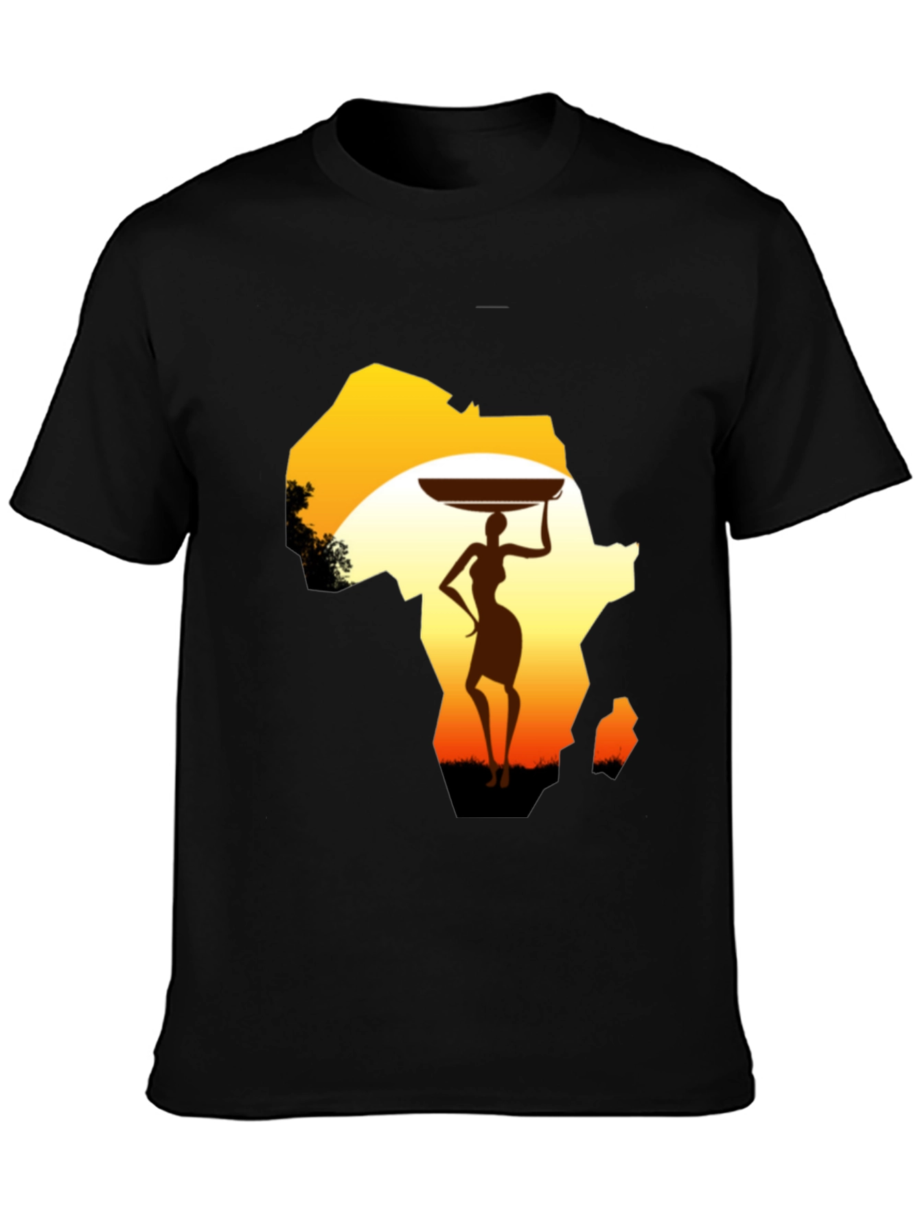 African Woman Graphic Tee - Black Cotton