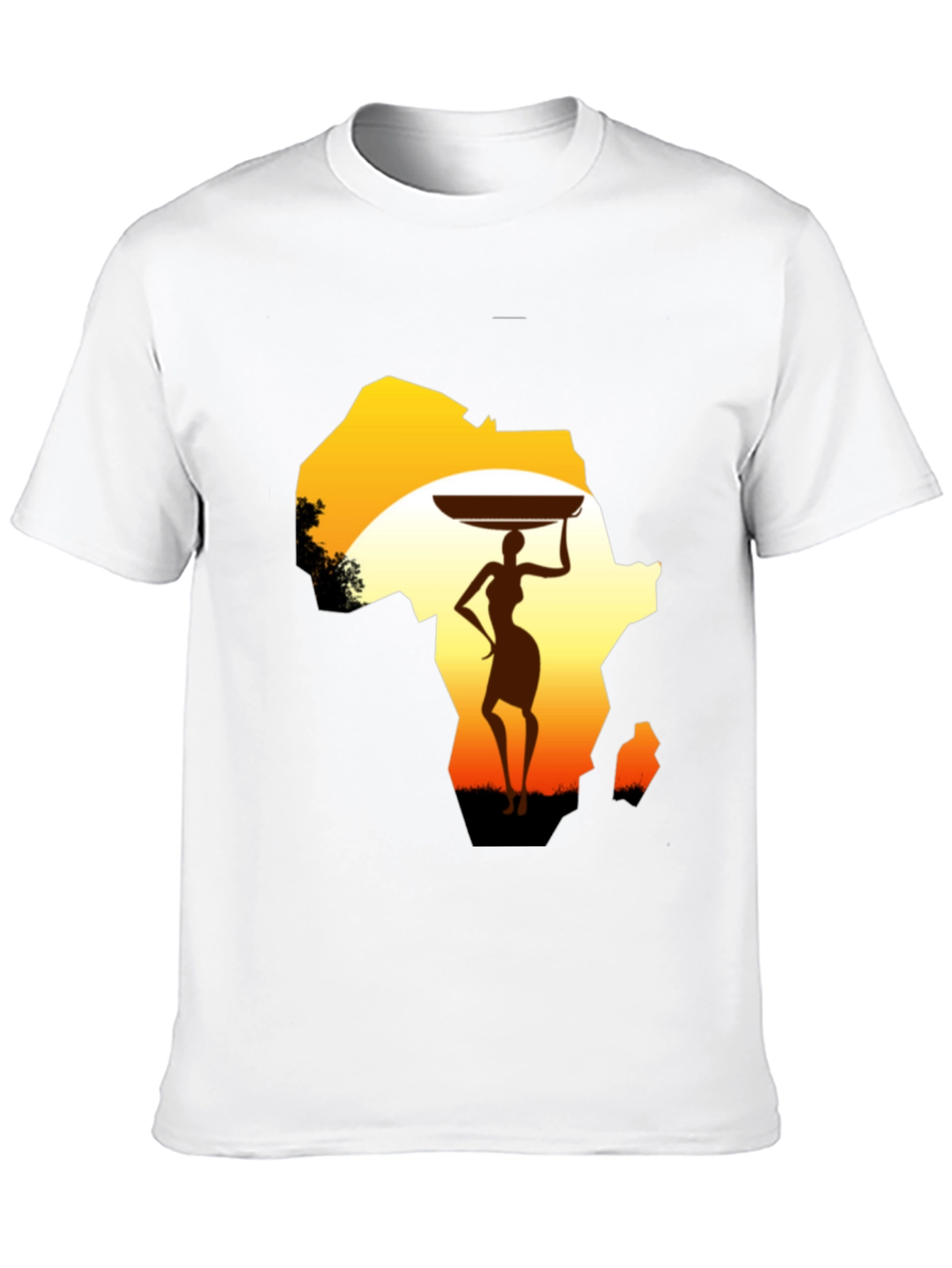 African Woman Graphic Tee - Black Cotton