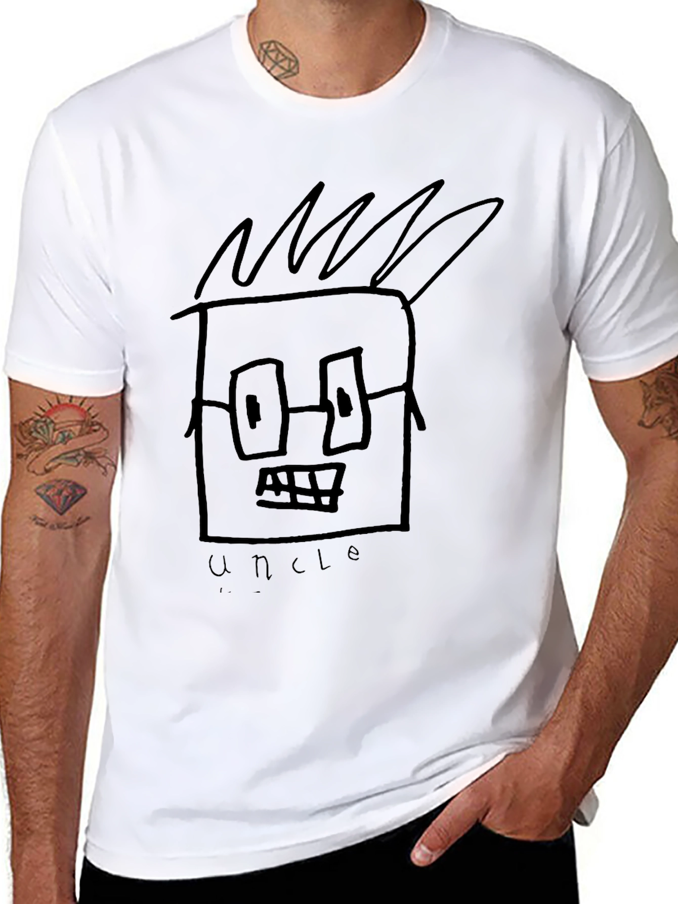 Uncle Graphic Tee - Black Crewneck T-Shirt