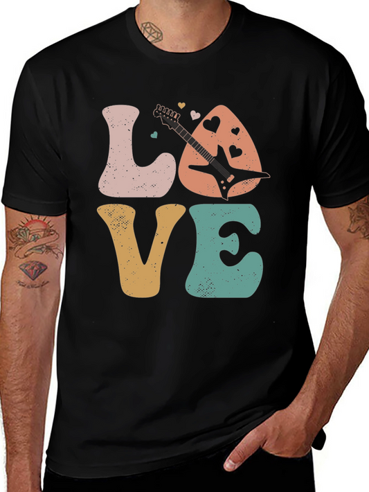 Retro Rock n Roll Guitar Love T-Shirt