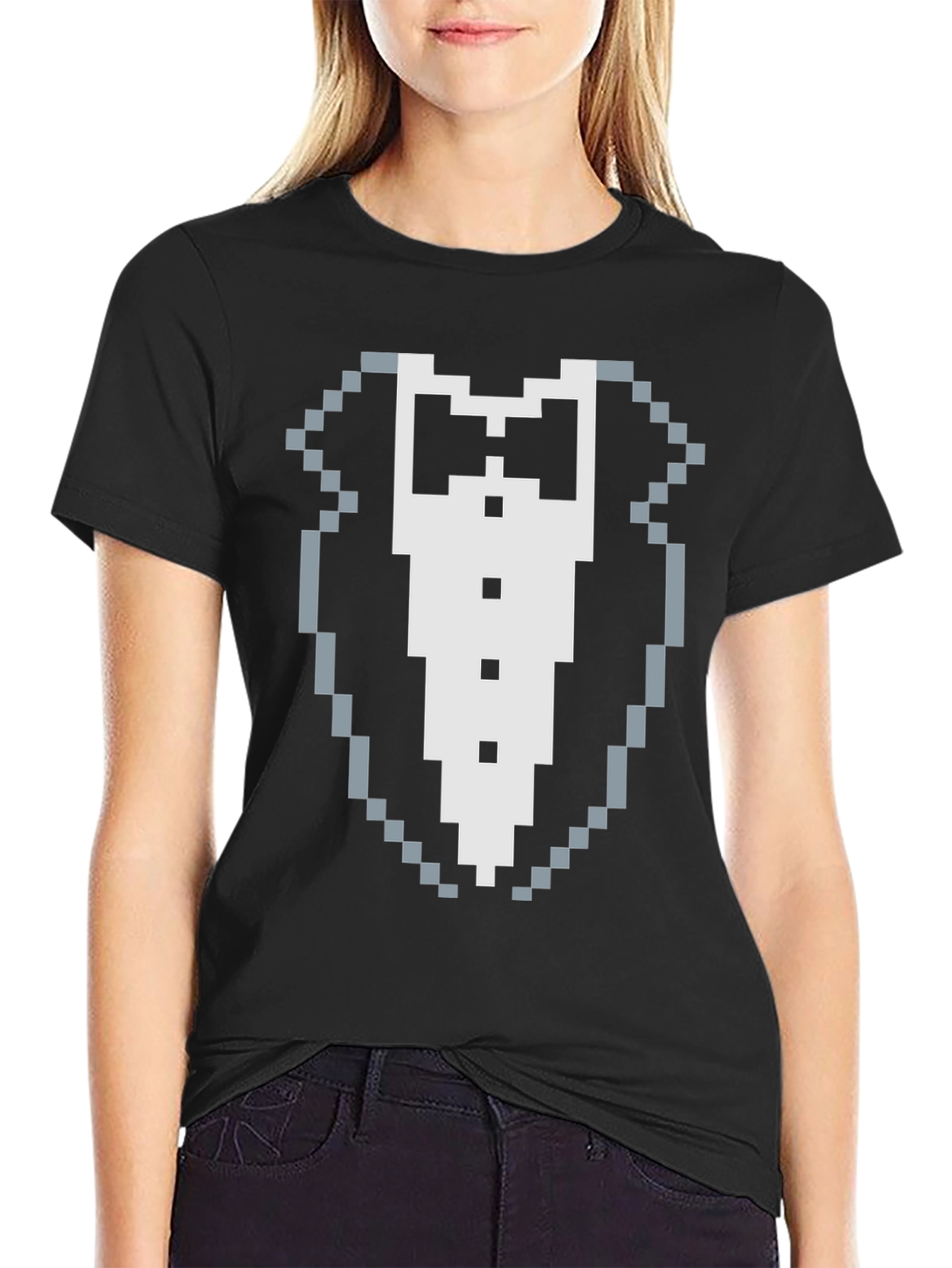 Pixel Tuxedo Graphic Tee - 8-Bit Style