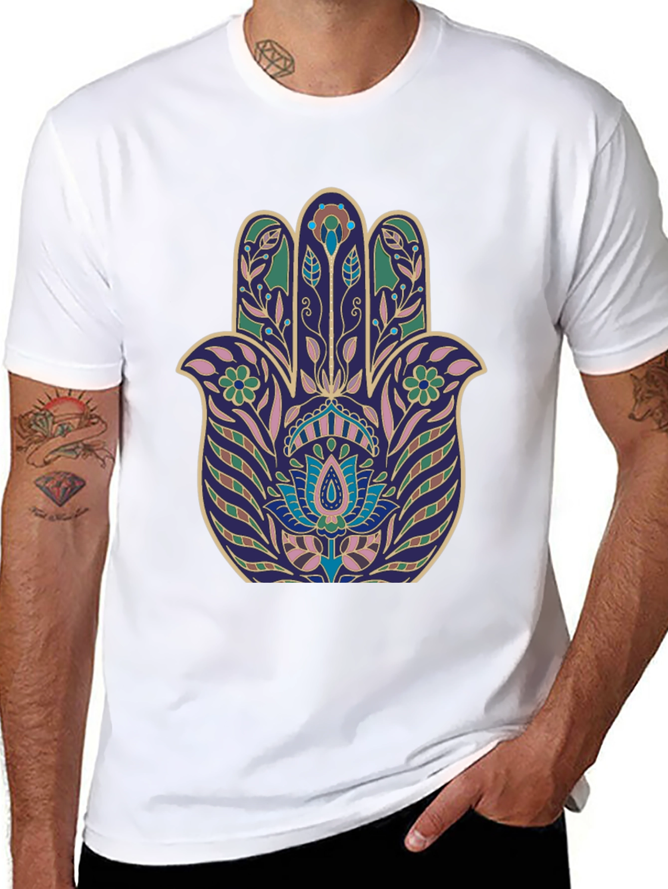 Hamsa Hand Graphic Tee - Stylish Spiritual Protection