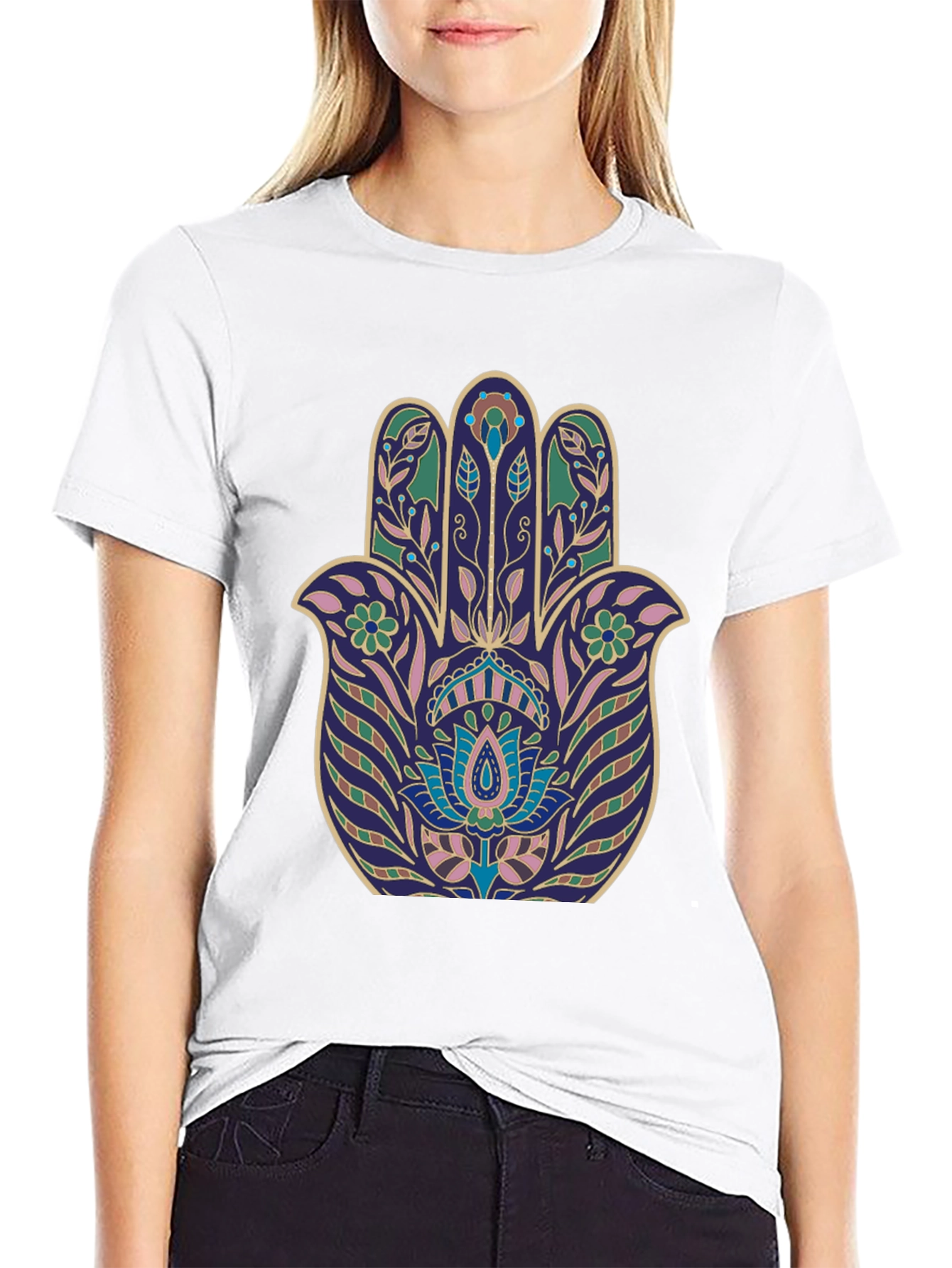 Hamsa Hand Graphic Tee - Stylish Spiritual Protection