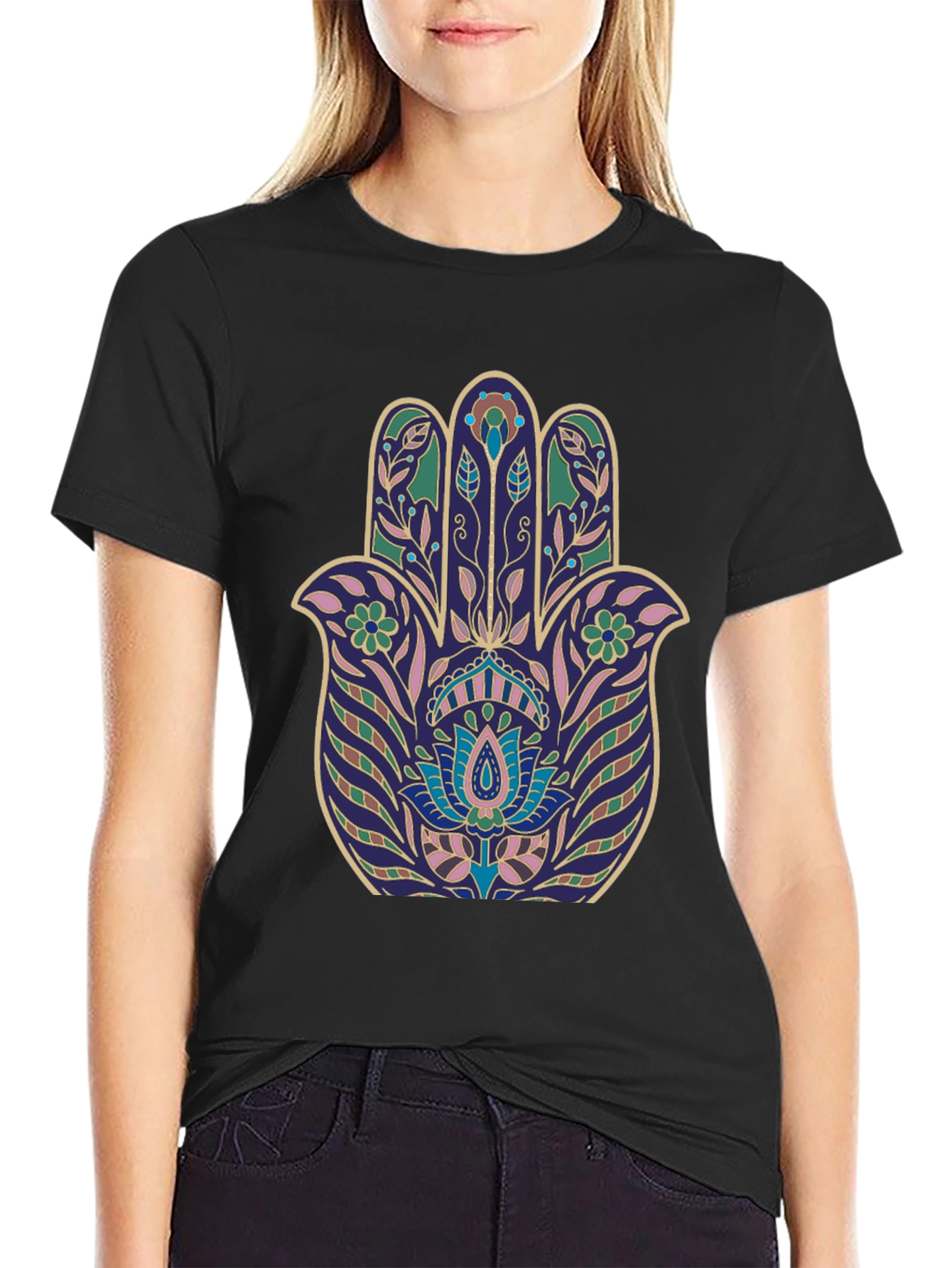 Hamsa Hand Graphic Tee - Stylish Spiritual Protection